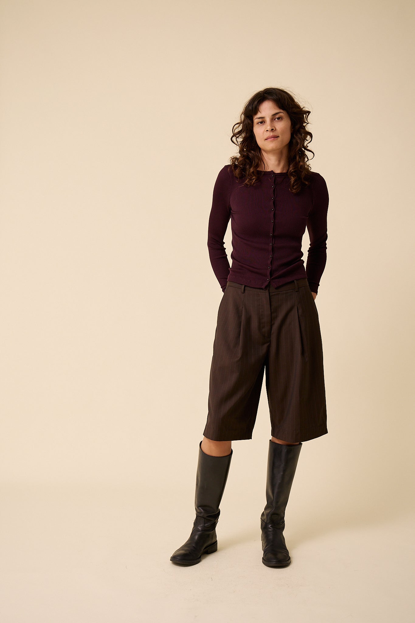 Remy Shorts in Chocolate Pinstripe