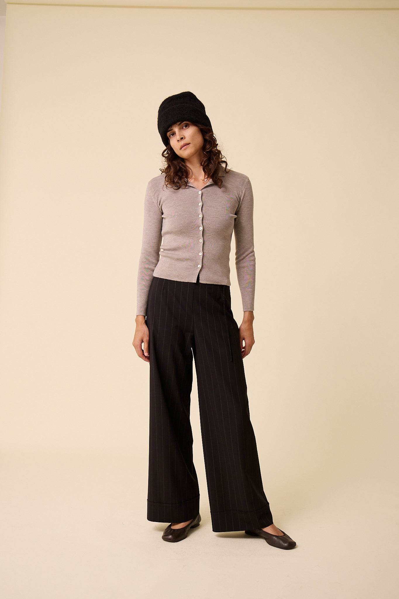 Ramona Trouser in Black Pinstripe