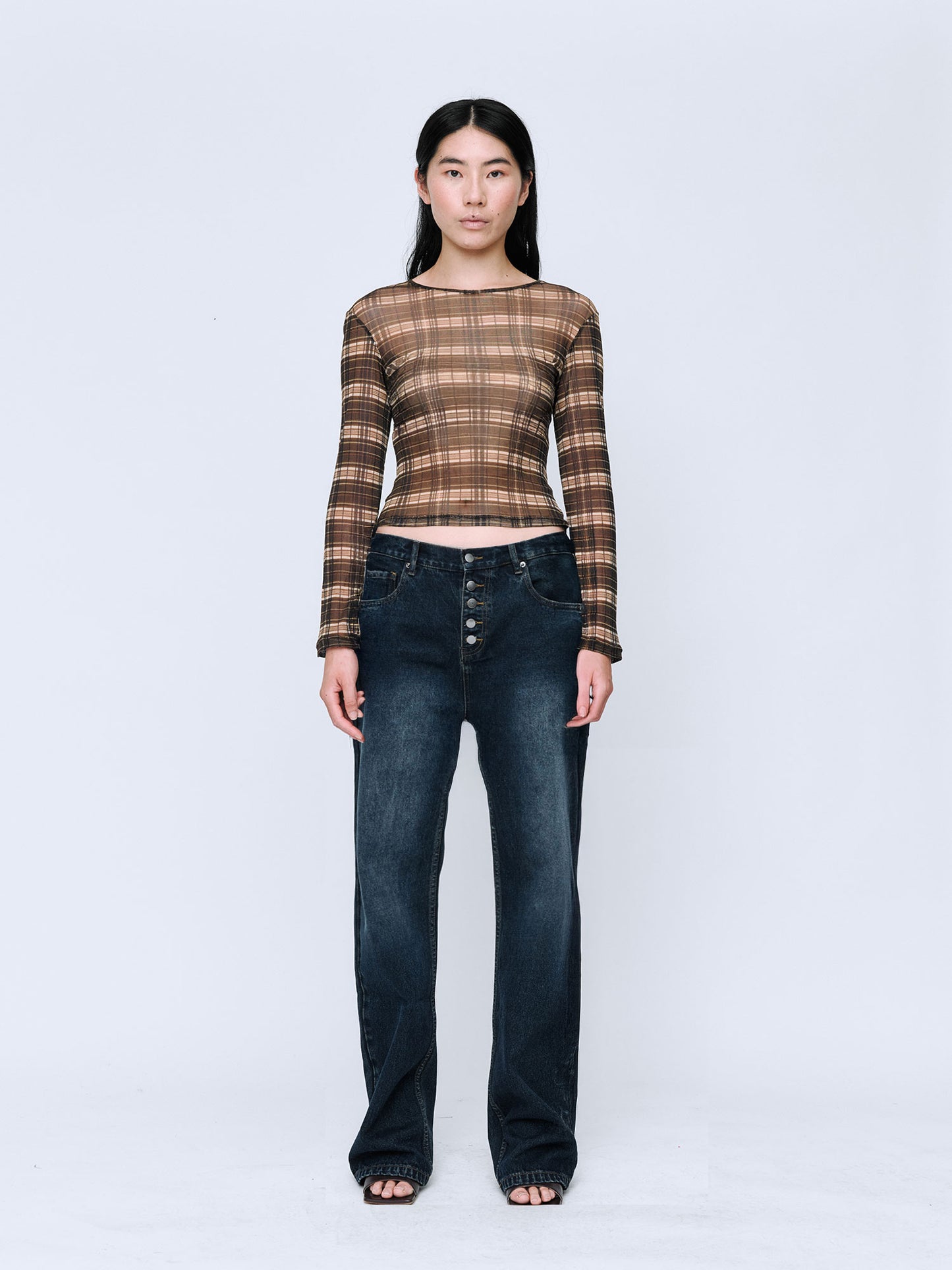 Button Fly Classic Jeans in Dark Washed Indigo