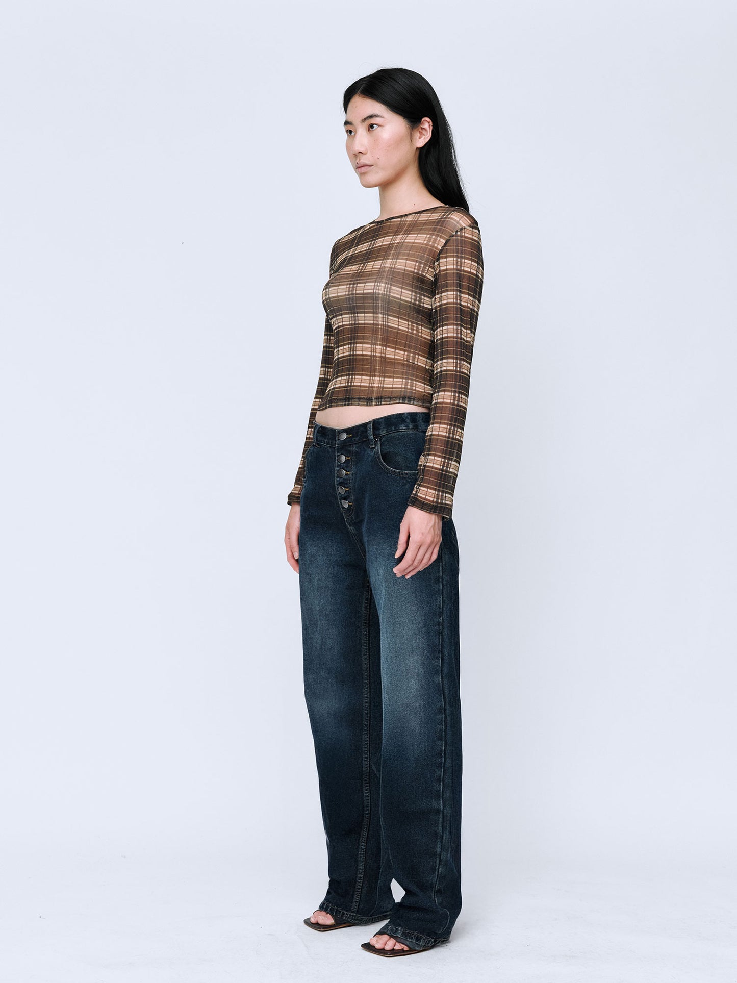 Button Fly Classic Jeans in Dark Washed Indigo