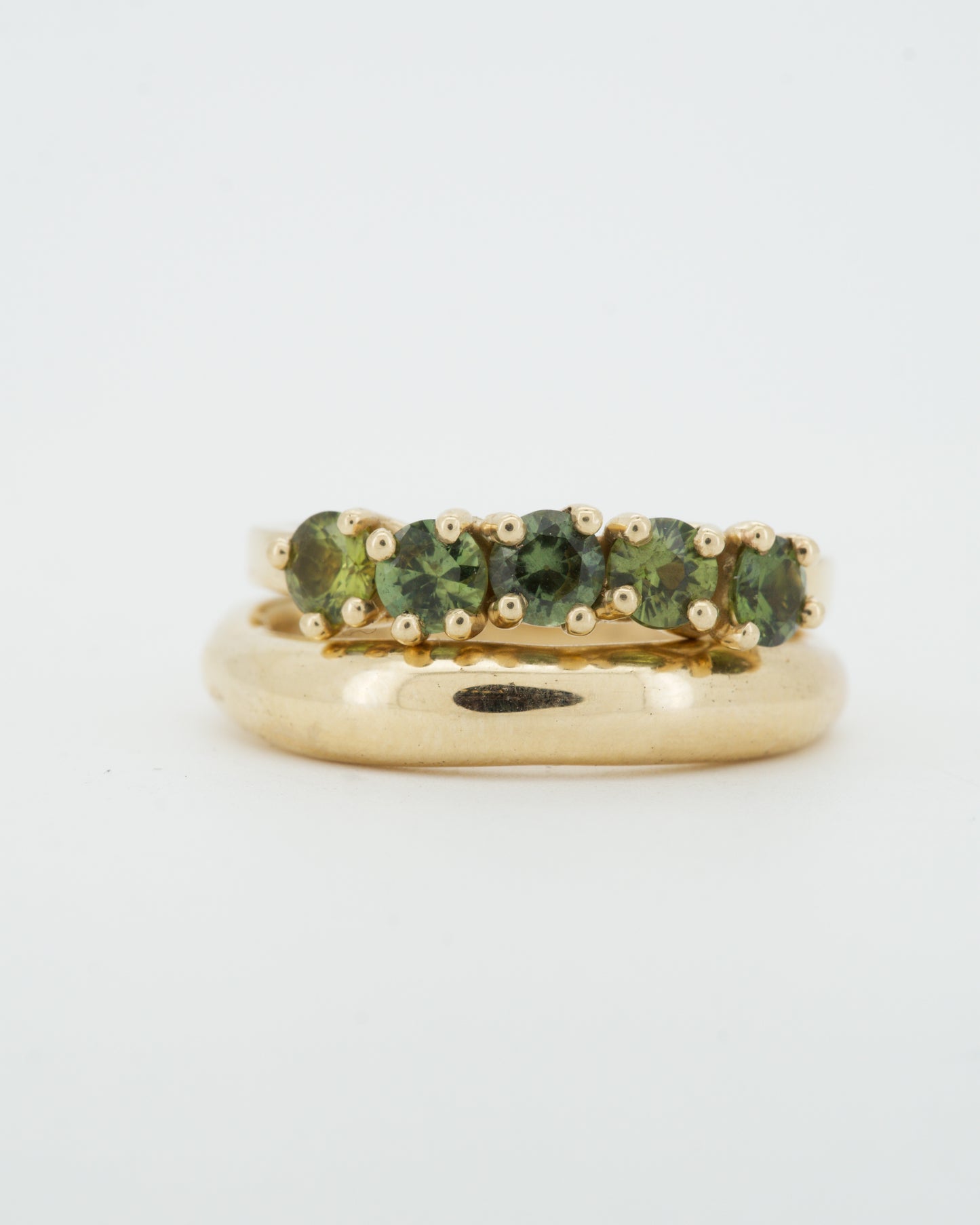 Green Sapphires & 9ct Yellow Gold