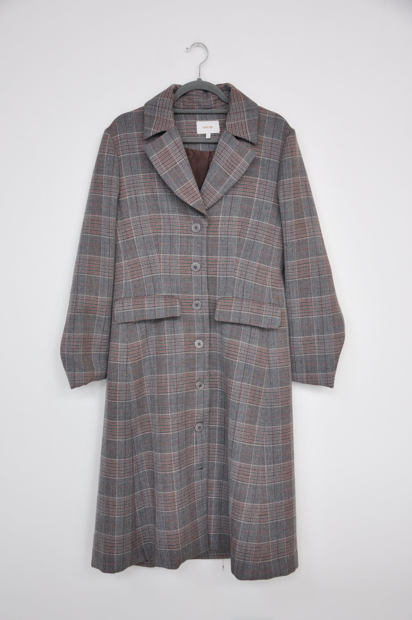Penny Sage Tartan Coat - multi brown/grey