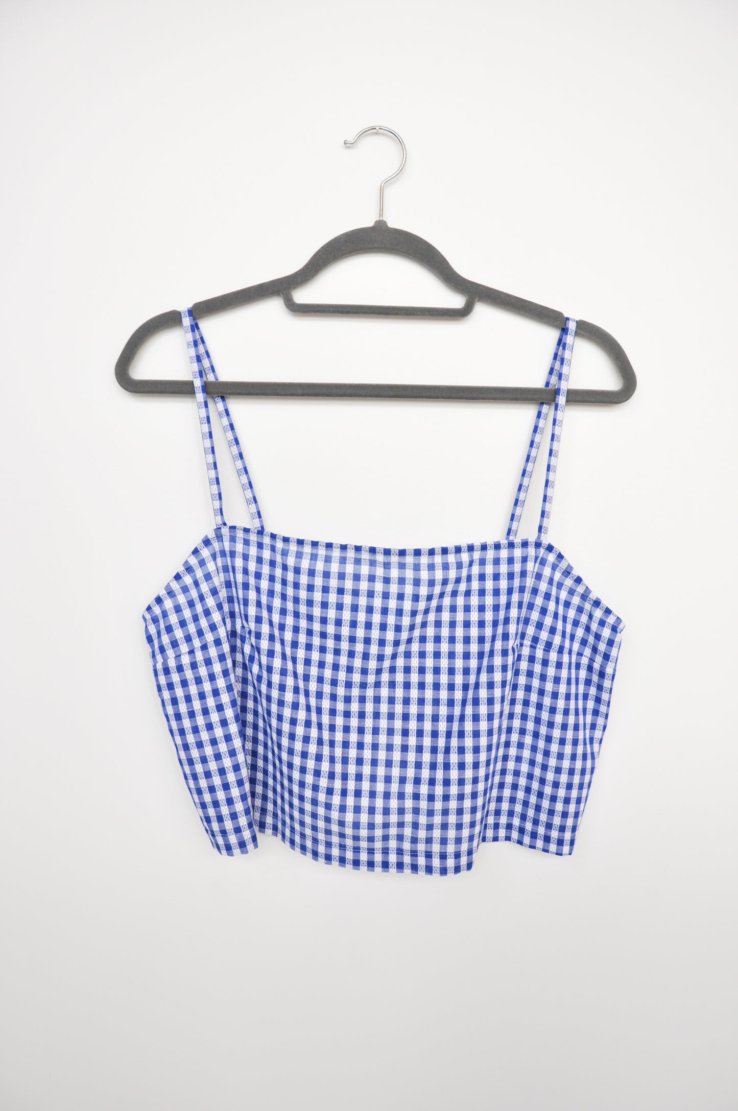 Penny Sage Rohmer Top - blue white lattice