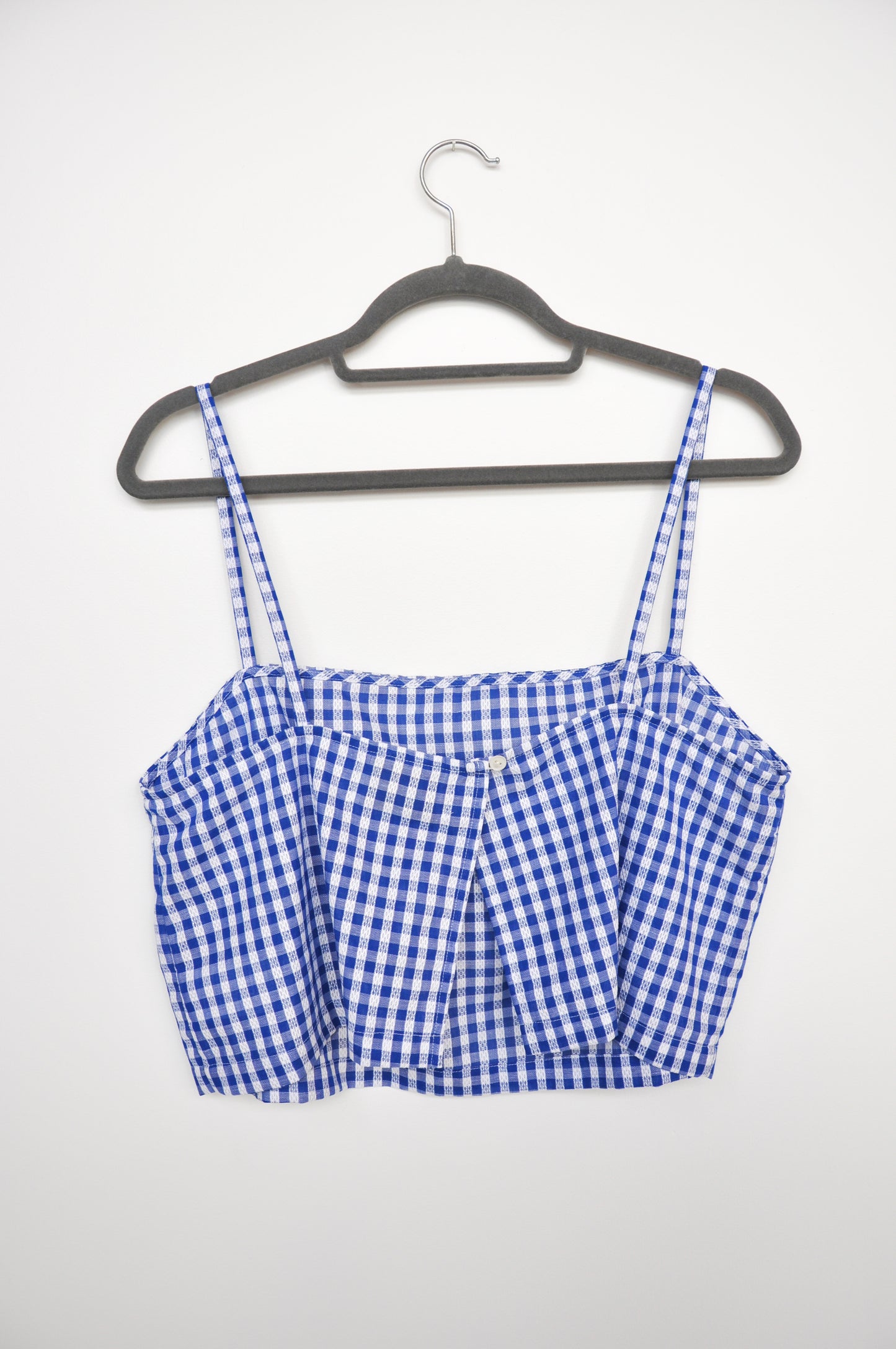 Penny Sage Rohmer Top - blue white lattice