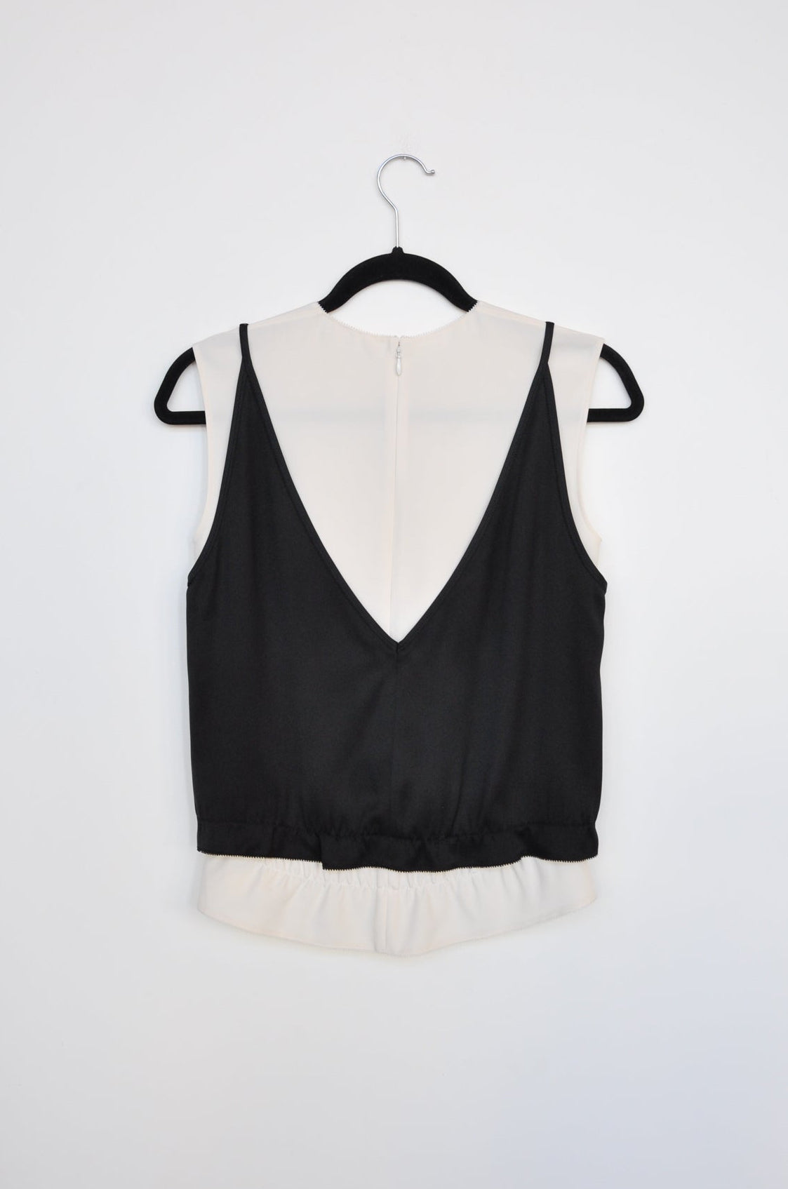Céline Silk Layered Blouse - Cream / Black