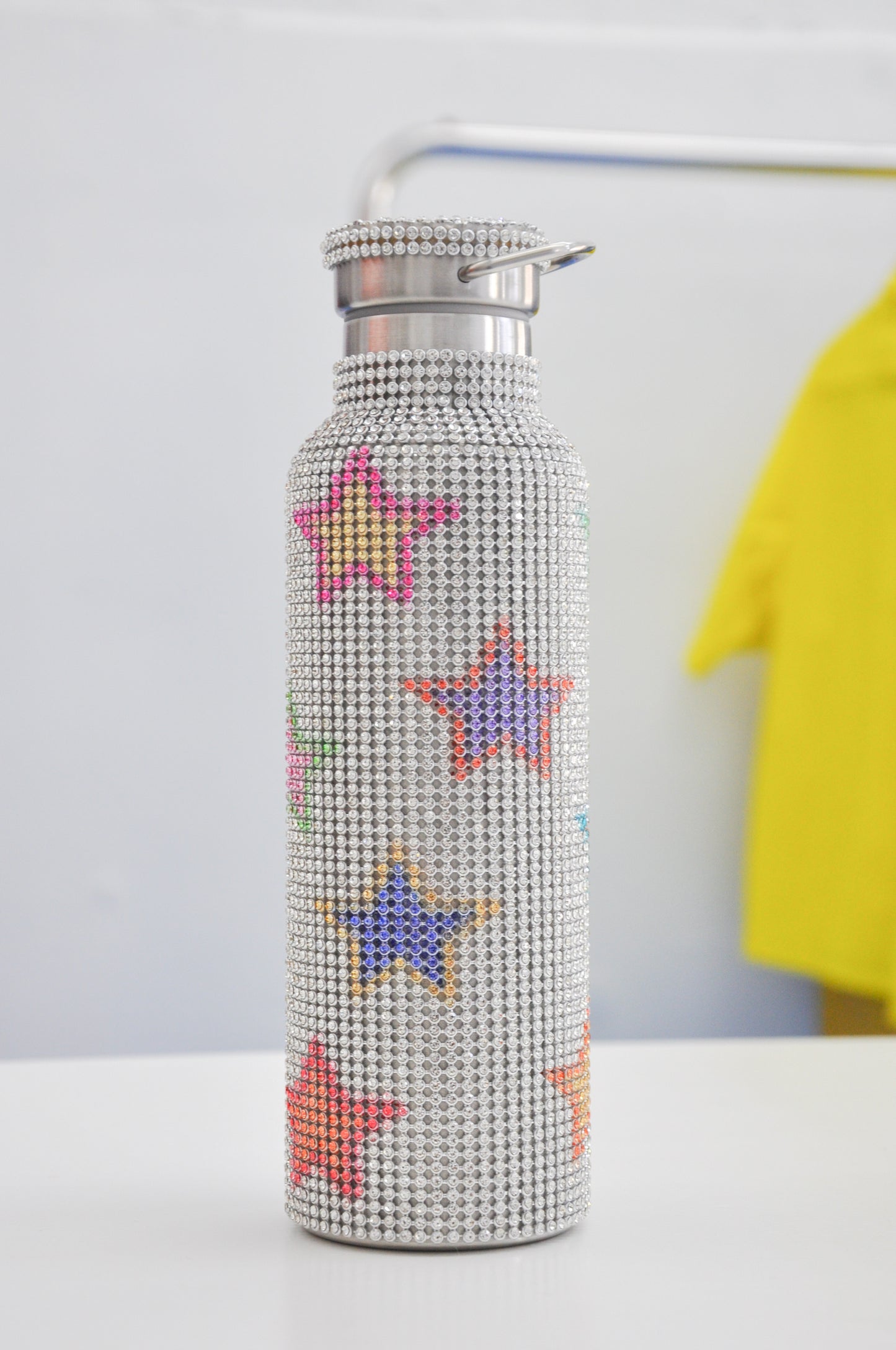 Rhinestone Water Bottle in Rainbow Star
