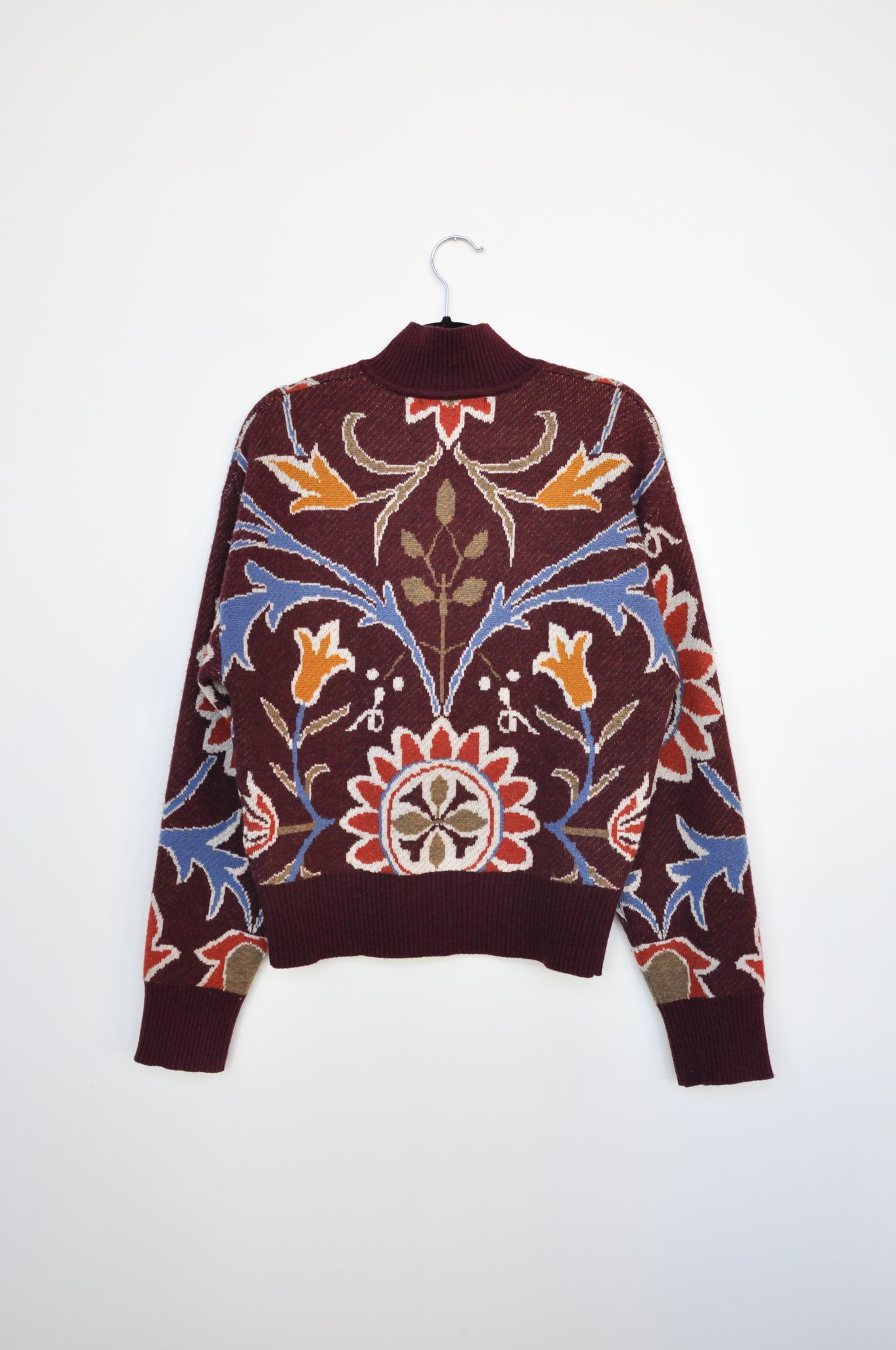 Wynn Hamlyn Zip Sweater - Wine / Floral Multi