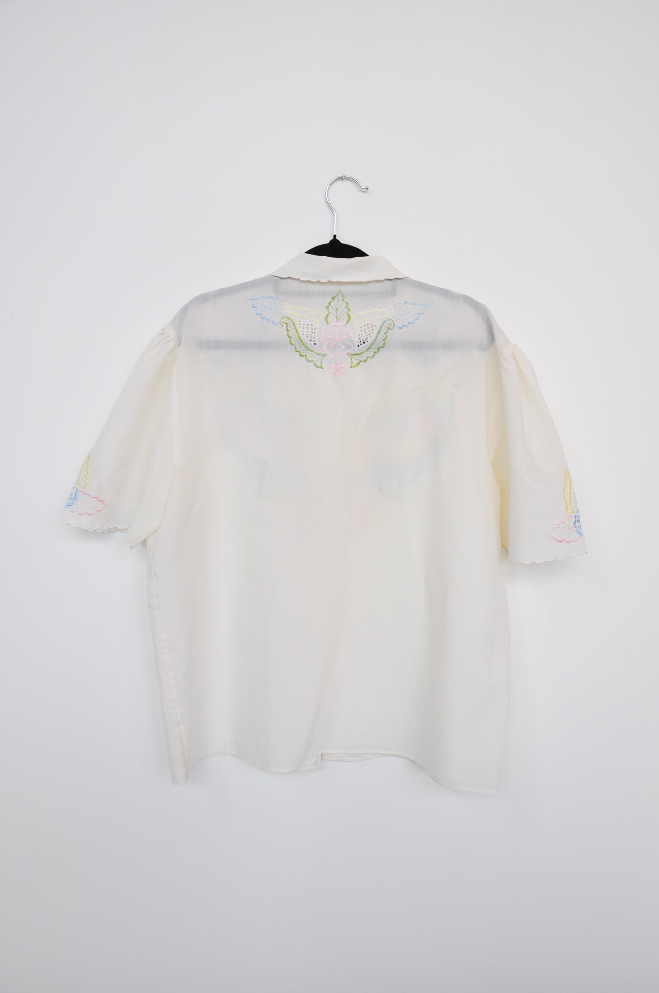Embroidered Short Sleeve Shirt - Cream / Multi-Colour
