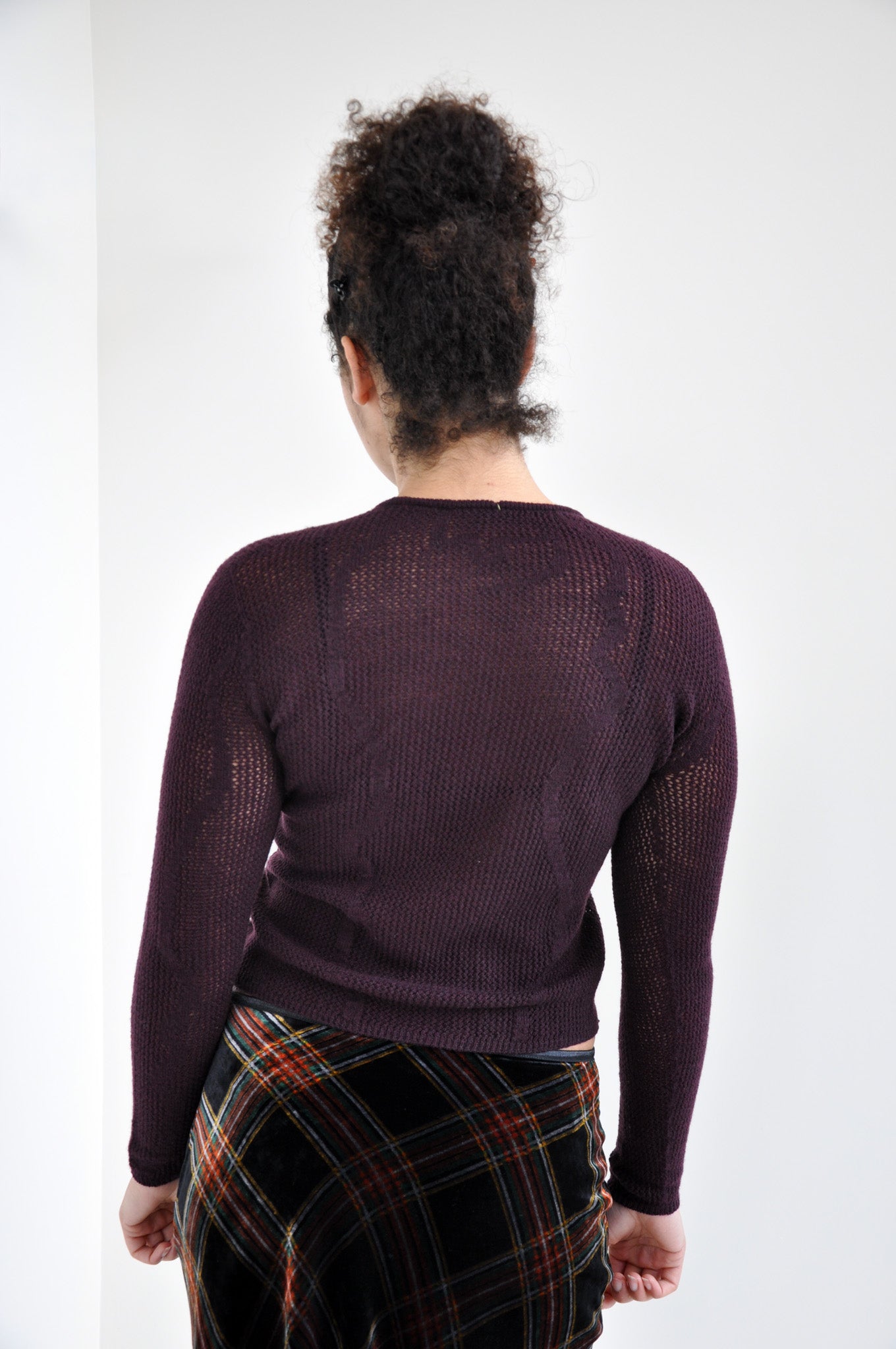 Slow Mesh Knit Longsleeve in Auburgine