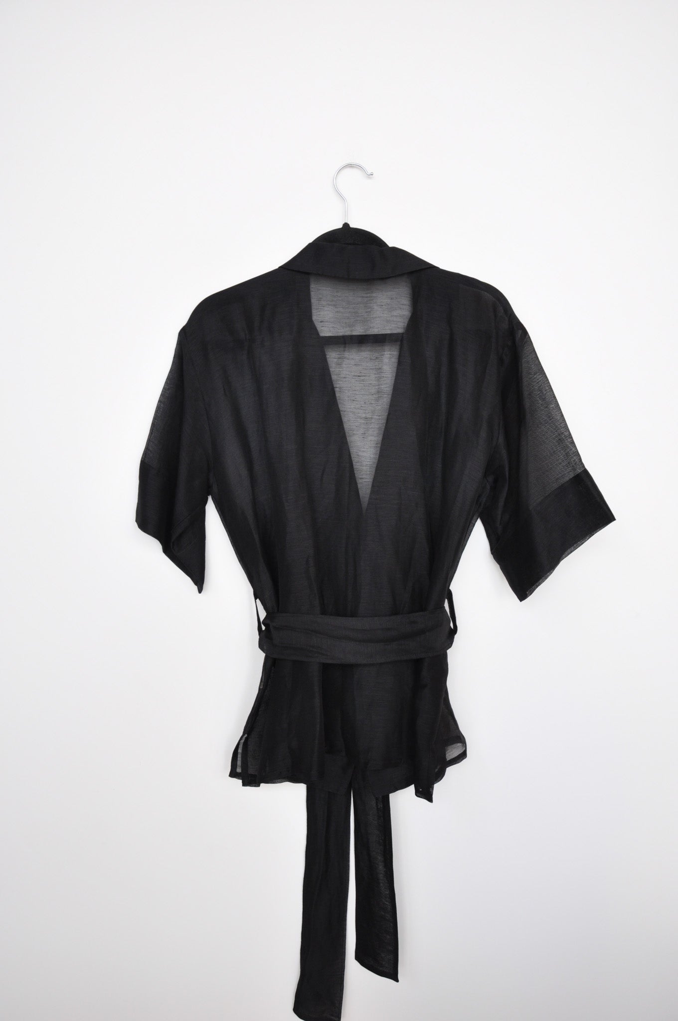 Ovna Ovich Wrap Blouse - Black Semi-Sheer