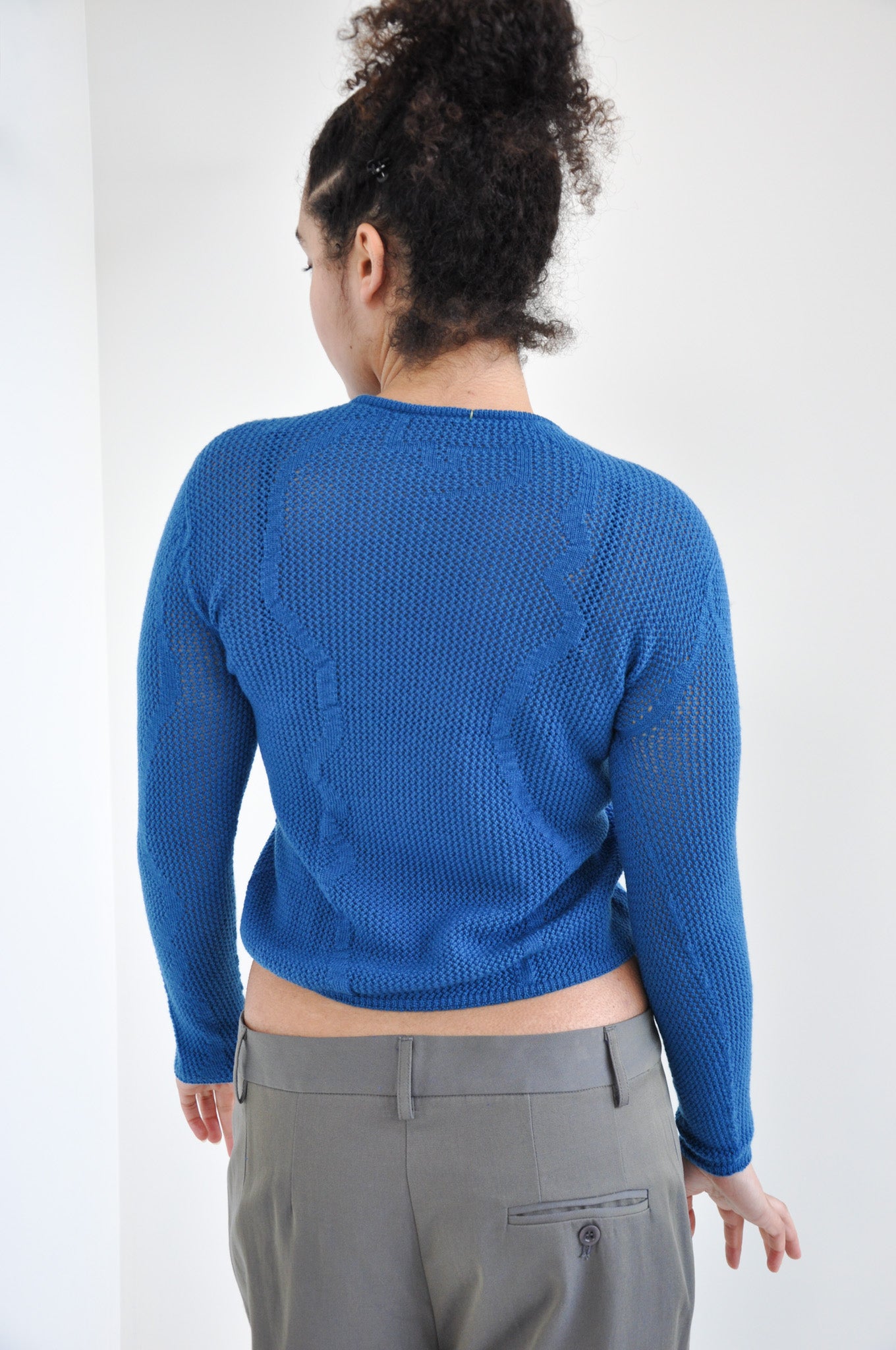 Slow Mesh Knit Longsleeve in Bright Blue