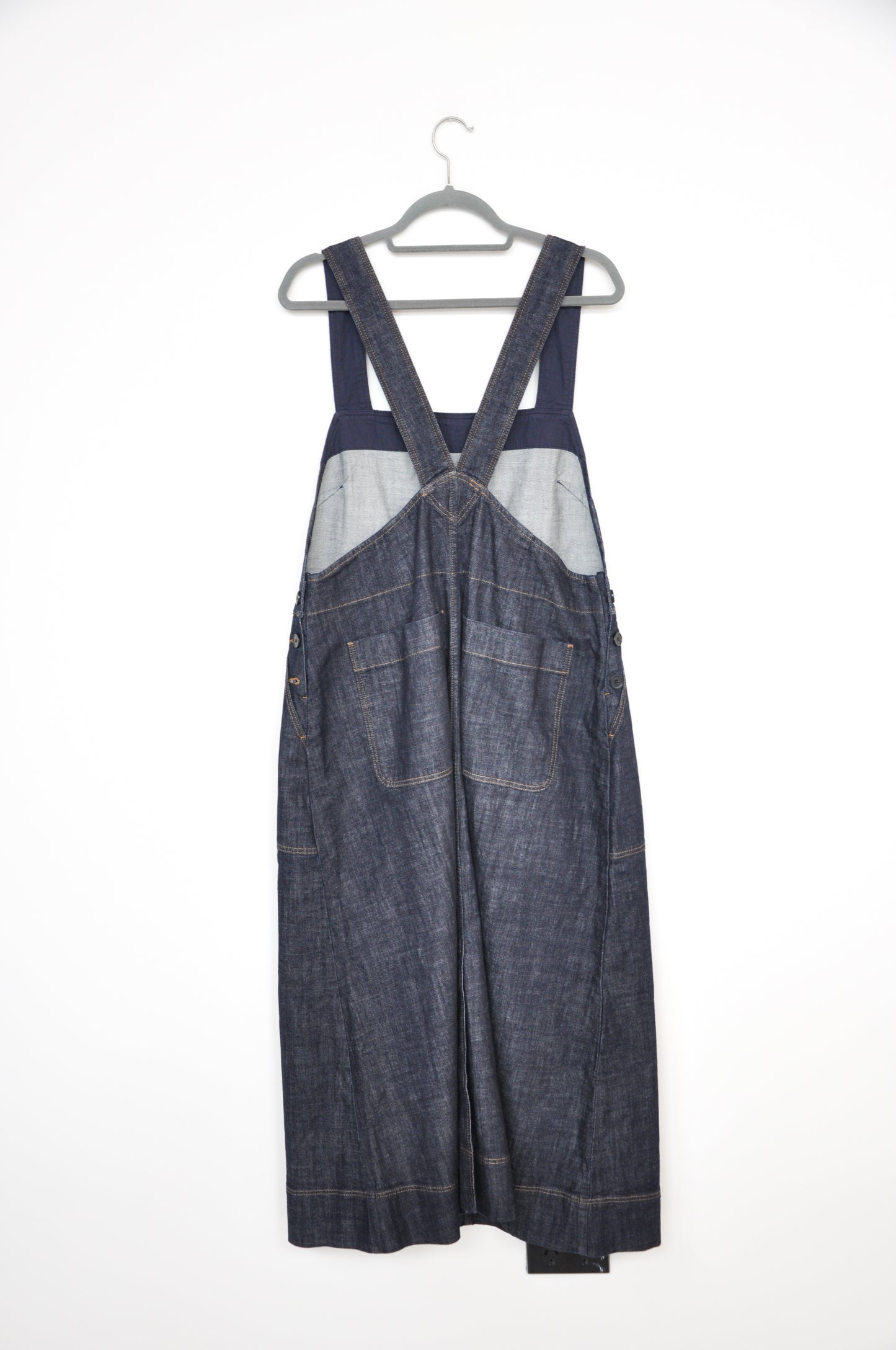Toast Patch Pocket Denim Dungaree Dress - navy