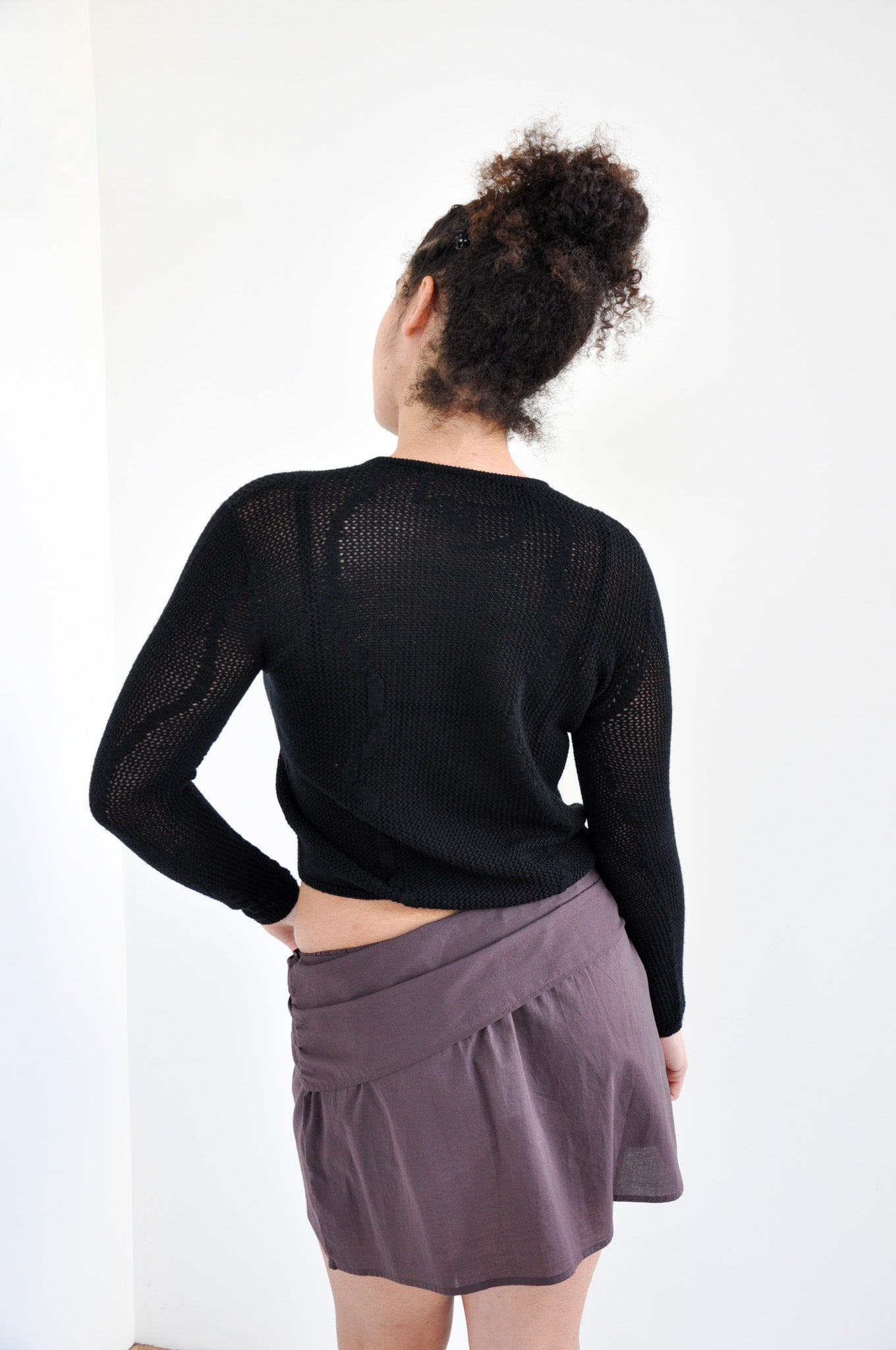 Slow Mesh Knit Longsleeve in Deep Black
