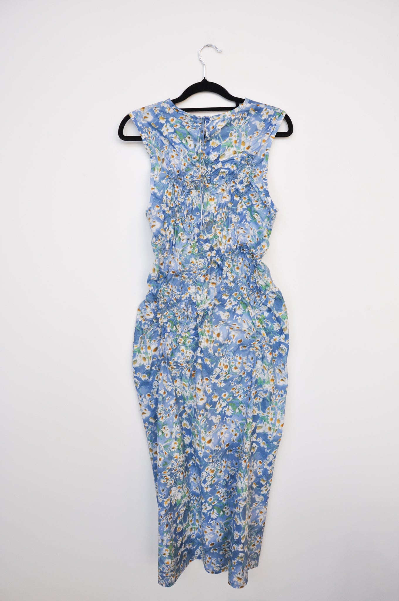 Alpha 60 Scrunched Sleeveless Dress - Blue/Yellow Daisys