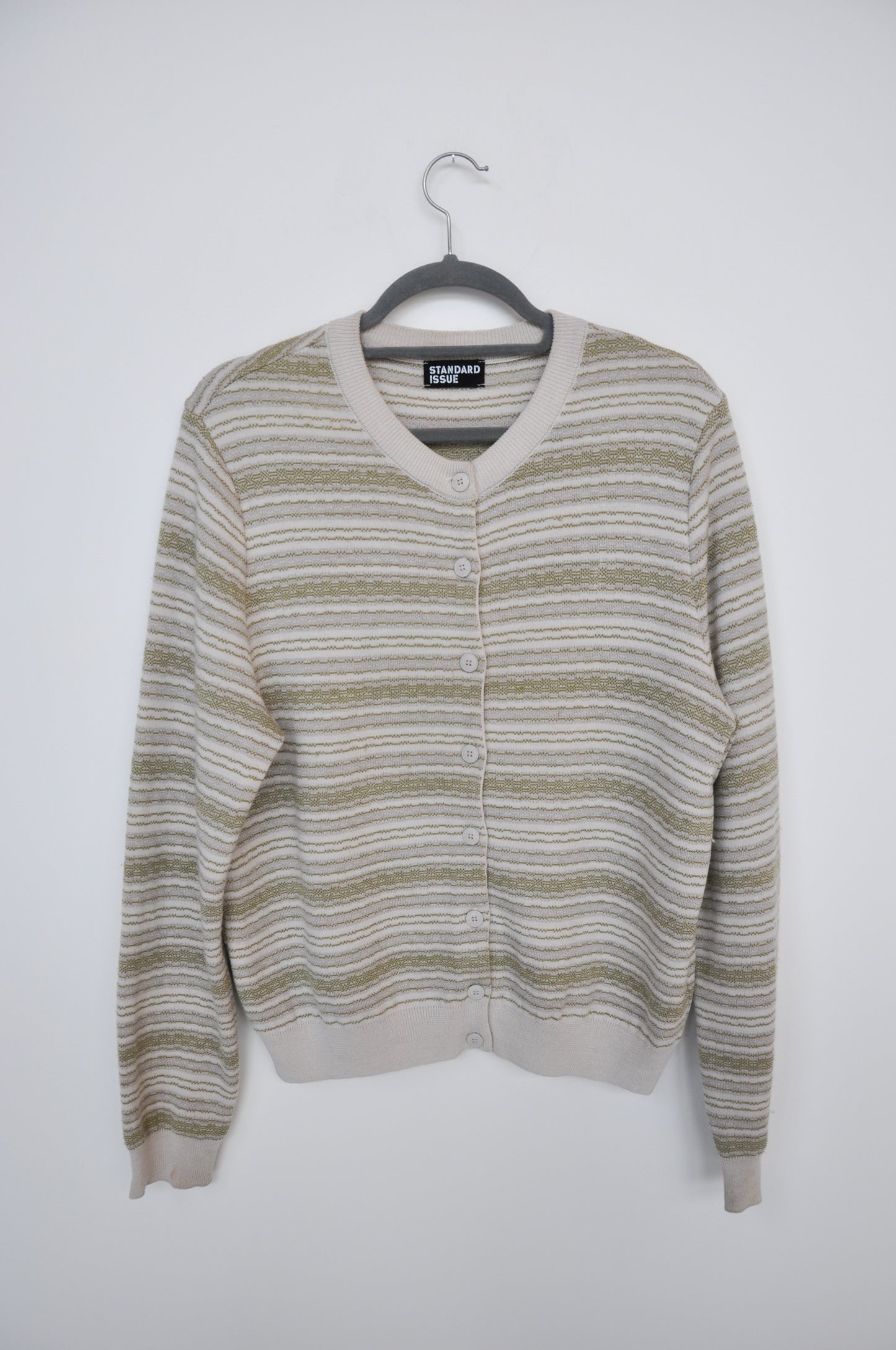 Standard Issue Stripe Cardigan - cream/green