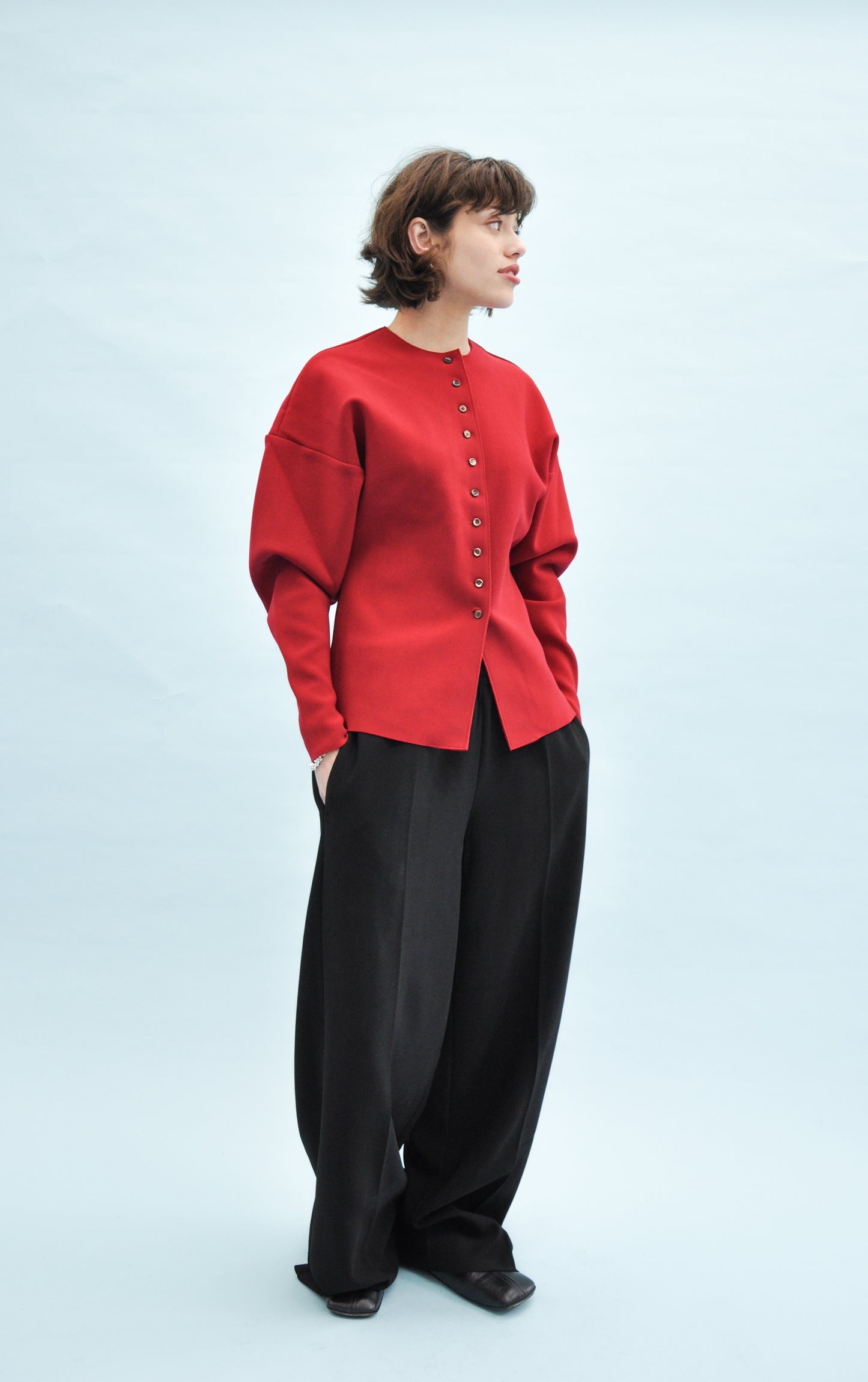 Cardigan in Dark Red