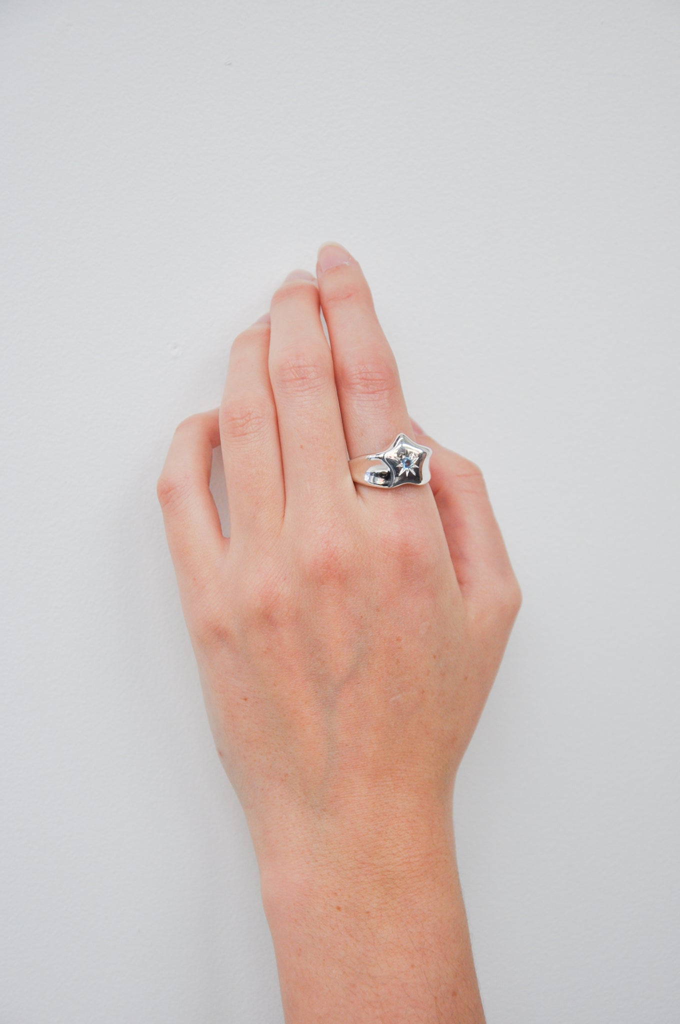Star Signet Ring in Silver & Topaz