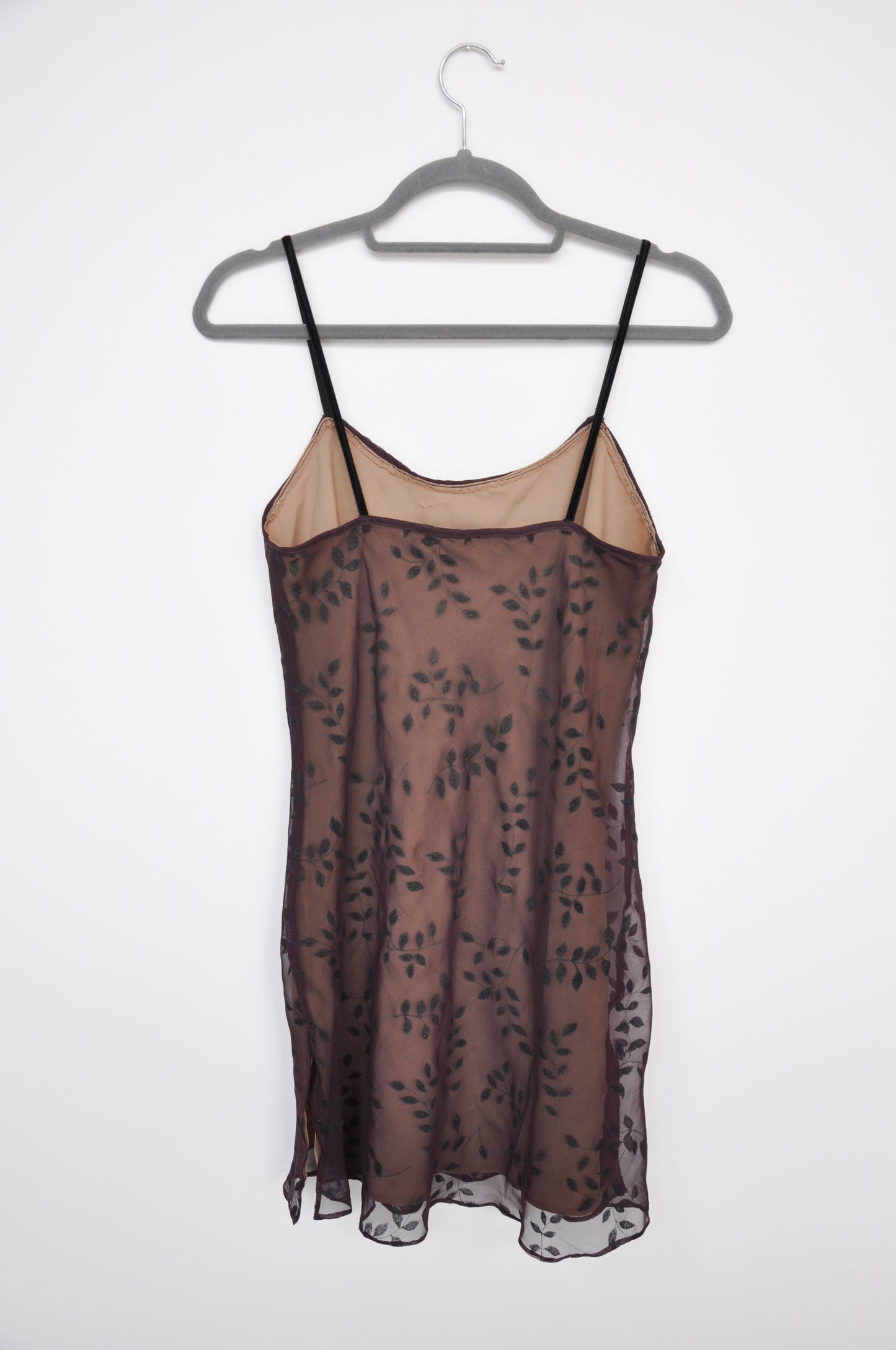 Calvin Klein Sheer Floral Slip - maroon