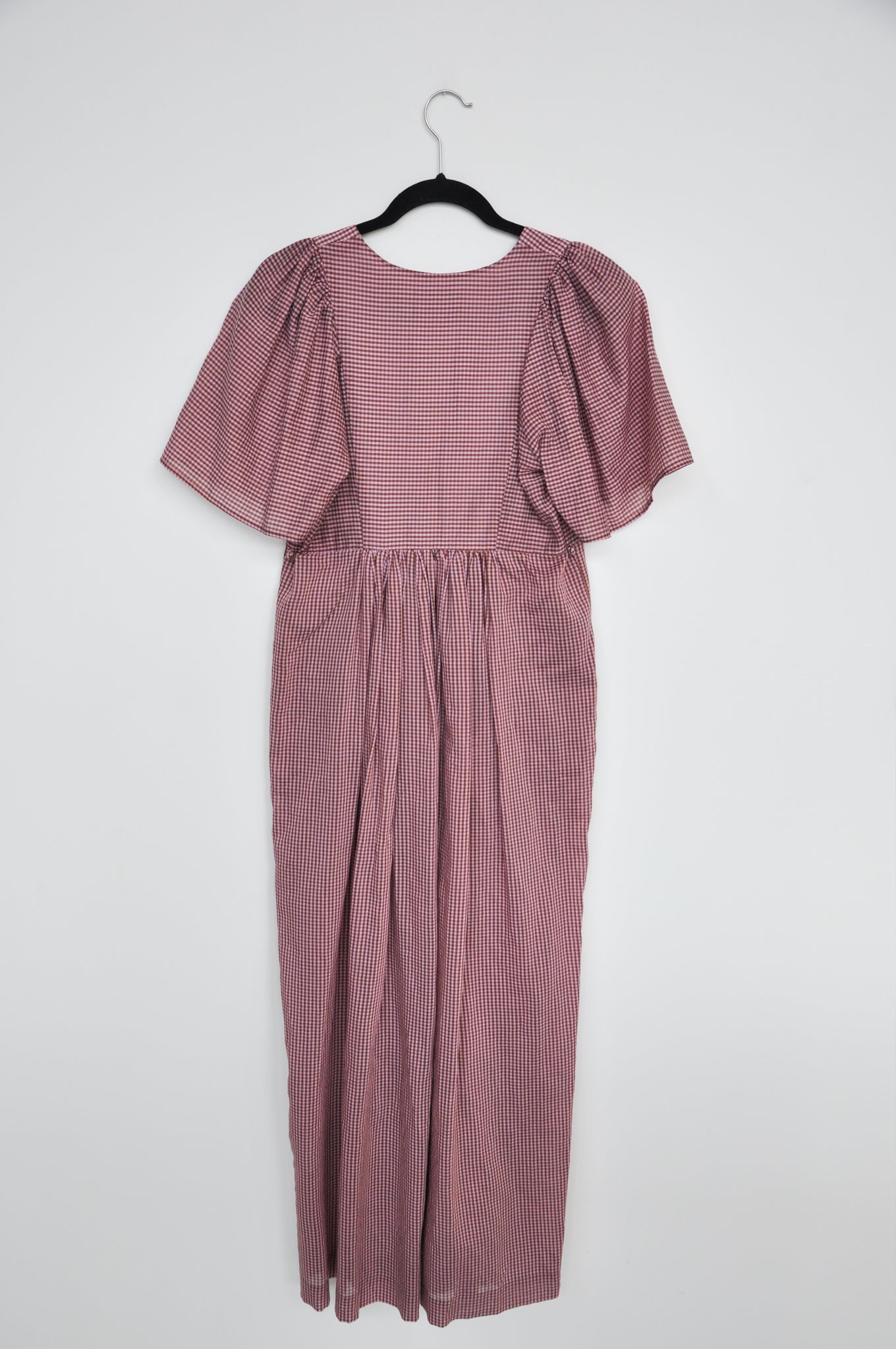 Penny Sage Cross Stitched Dress - Pink/Brown Gingham