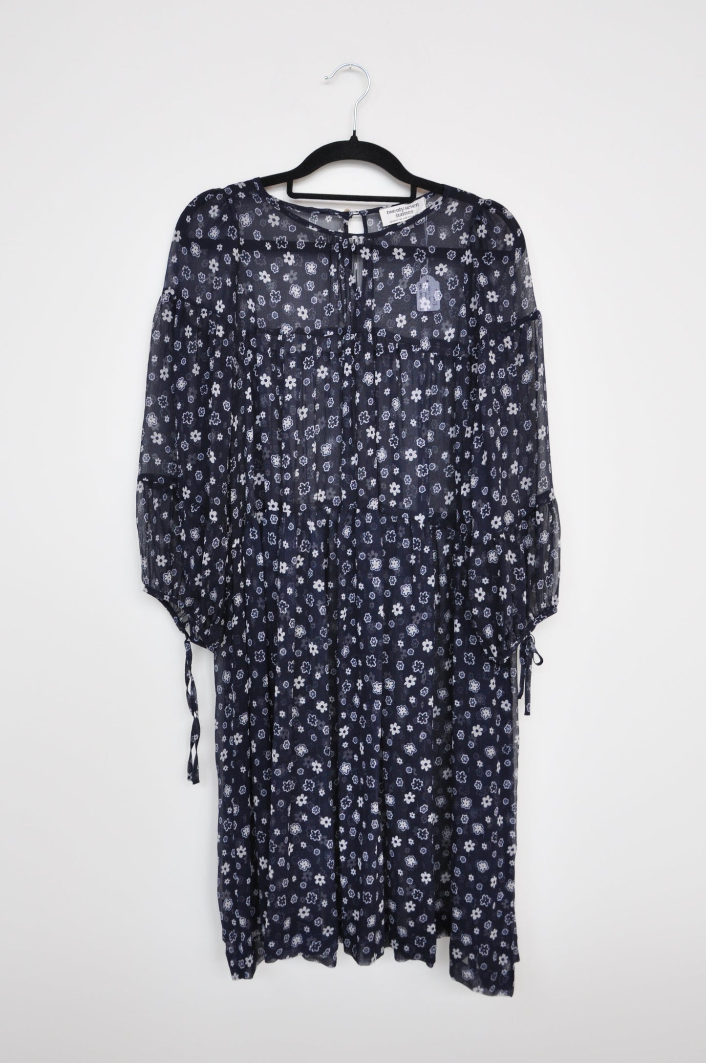 Twenty Seven Names Sheer Floral Dress - navy/white