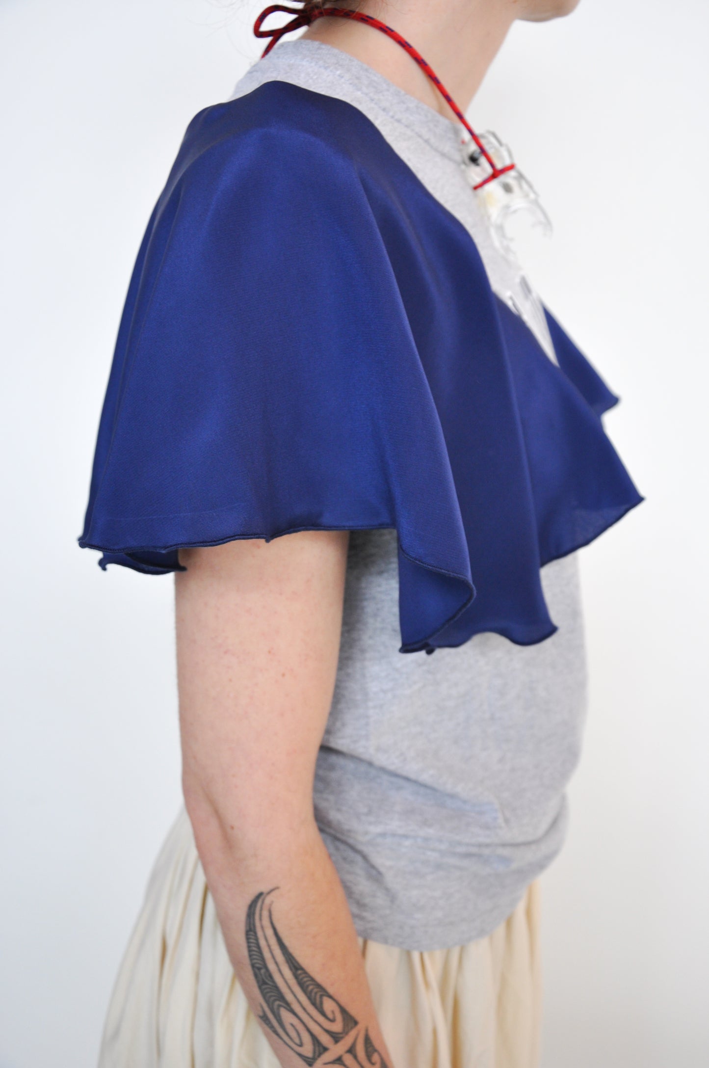 Frill T-Shirt in Blue & Navy