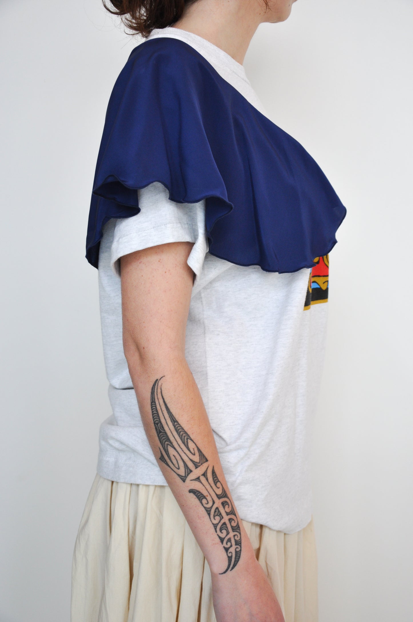Frill T-Shirt in Blue & Navy