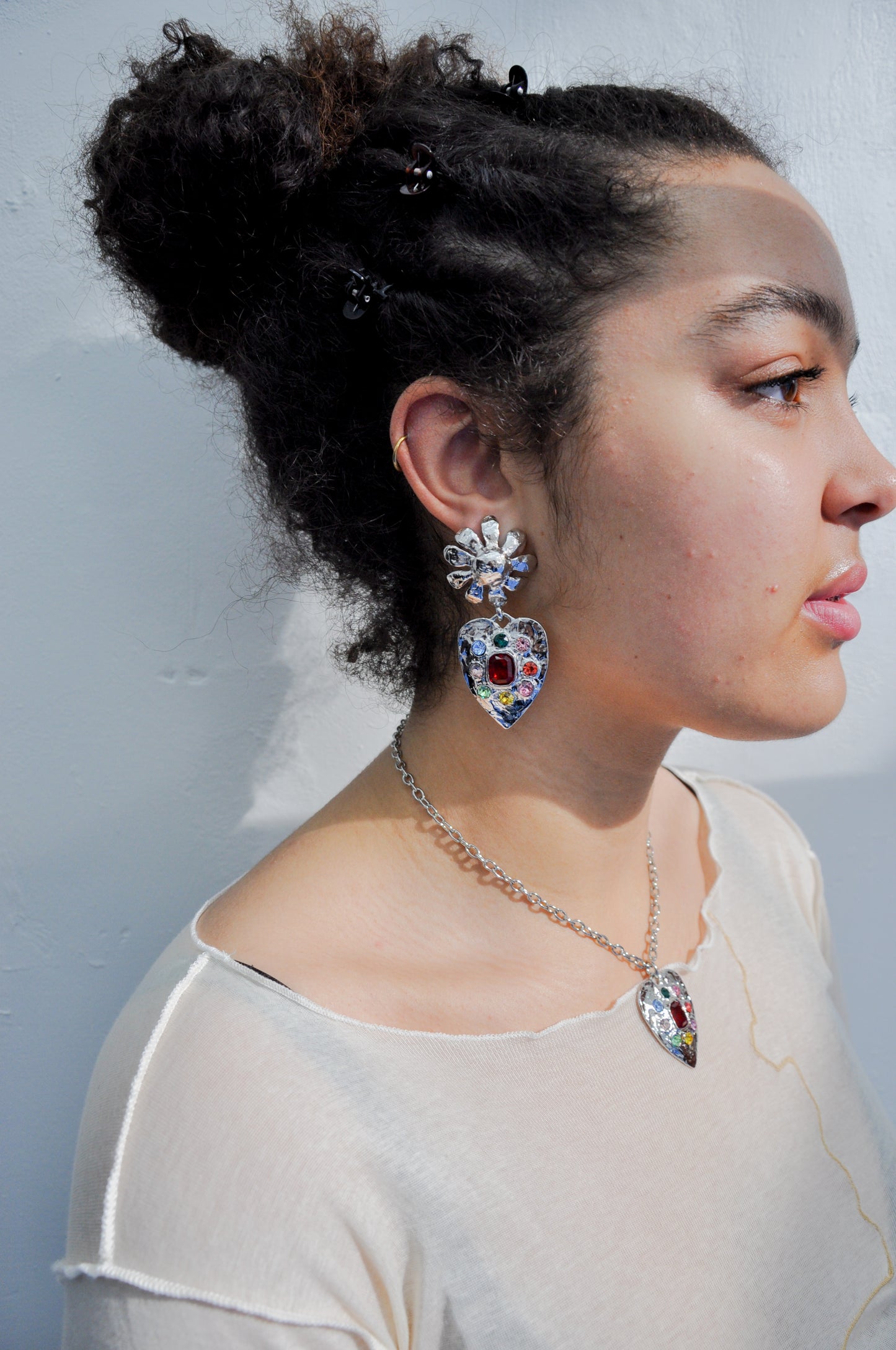 Tropicana Earrings in Silver with Crystal