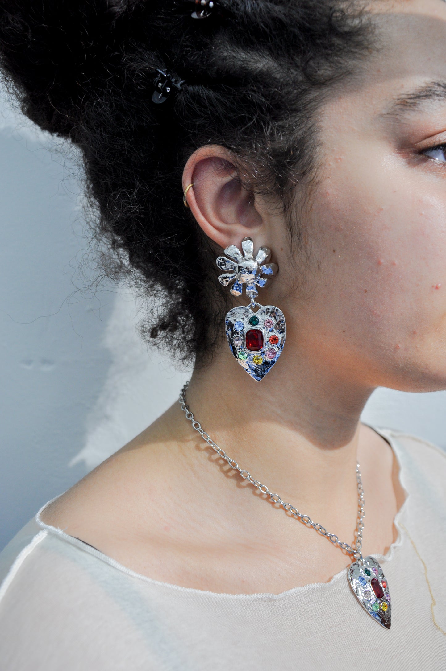 Tropicana Earrings in Silver with Crystal