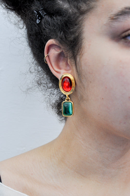 Jelly Earrings Ruby and Emerald