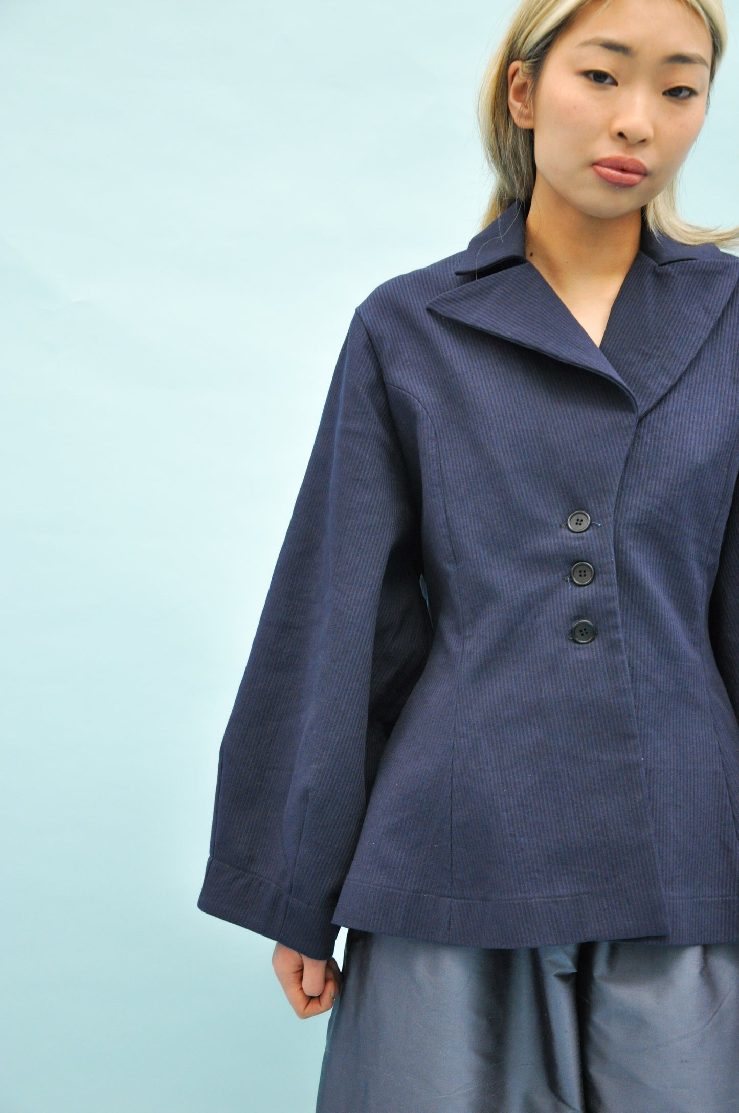 Della Jacket Cotton Raised Stripe in Navy