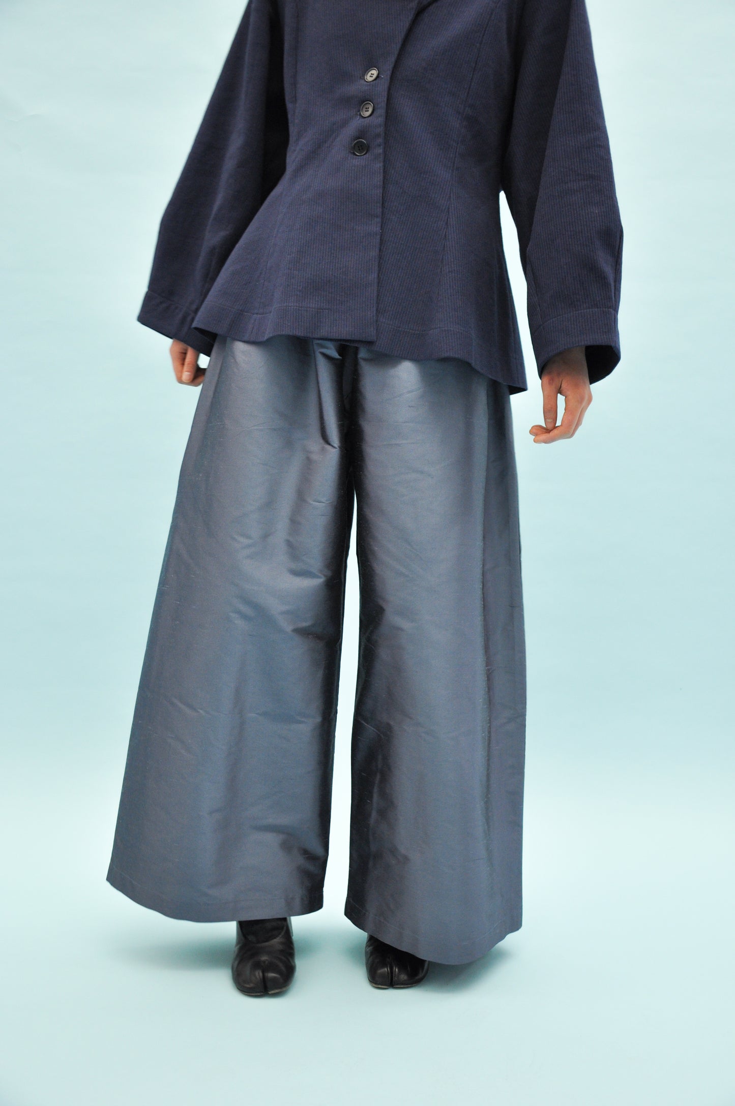 May Silk Dupion Trouser in Gunmetal