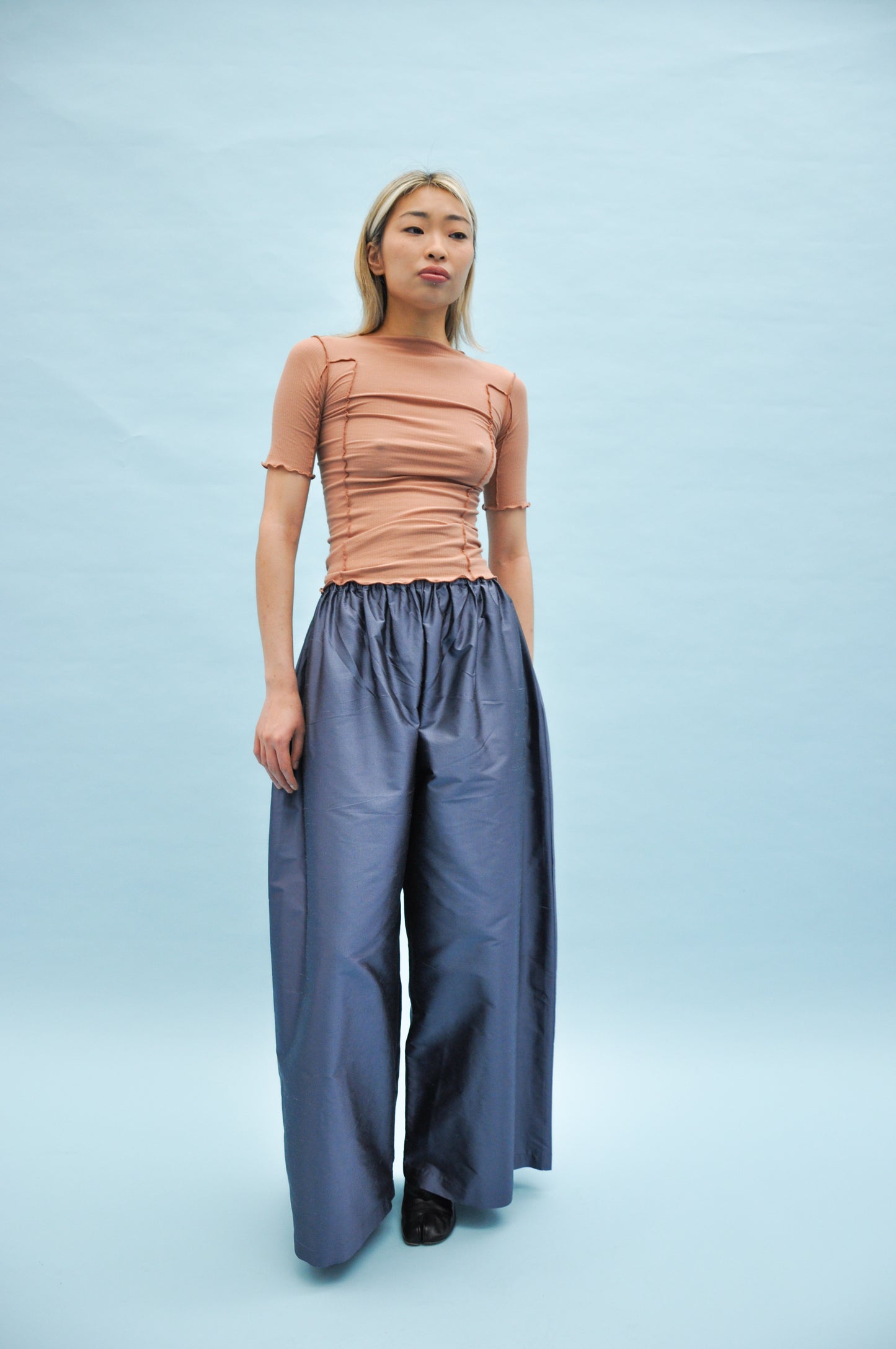 May Silk Dupion Trouser in Gunmetal