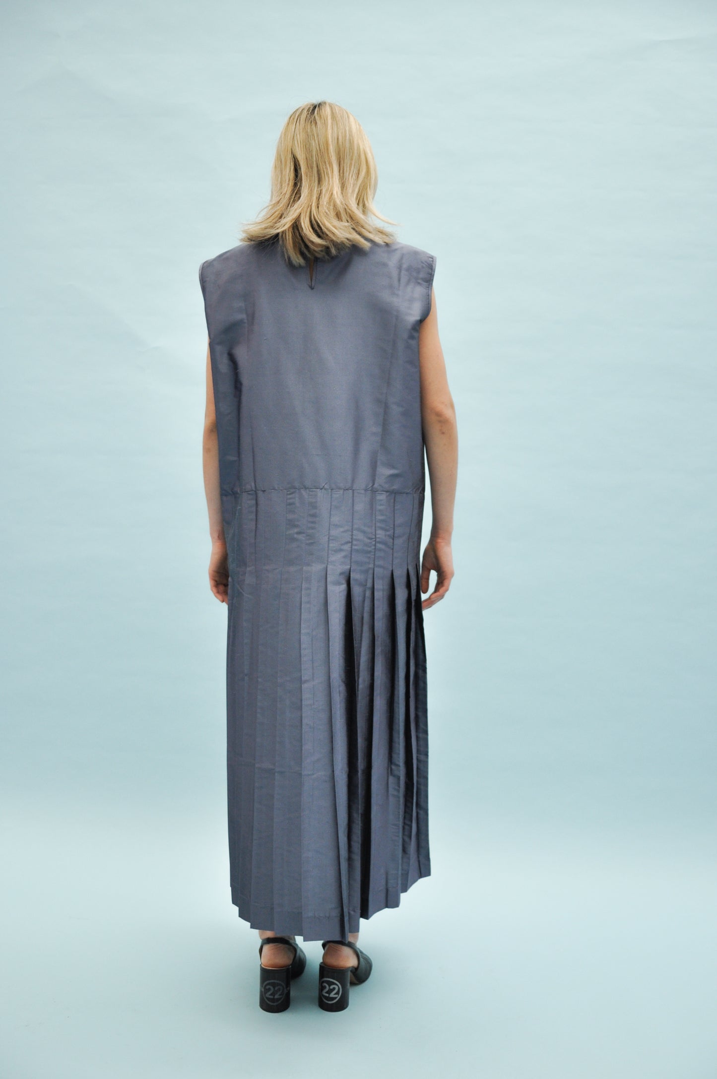 Isabella Silk Dupion Dress in Gunmetal