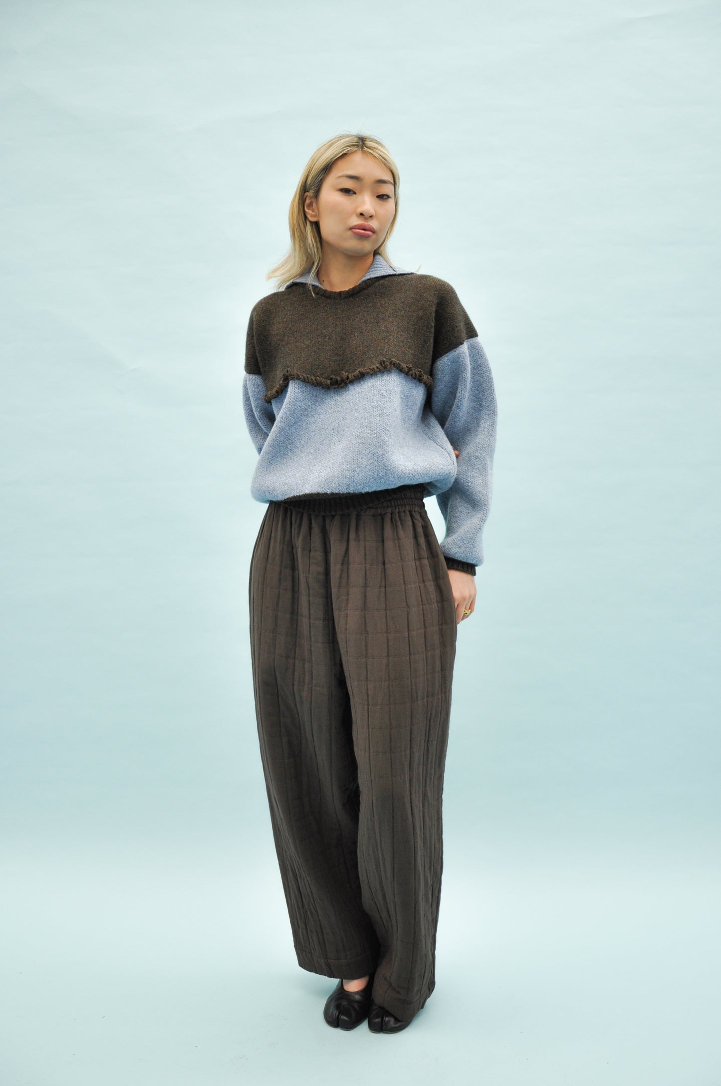 Amelia British Wool Pullover in Bracken & Glacier