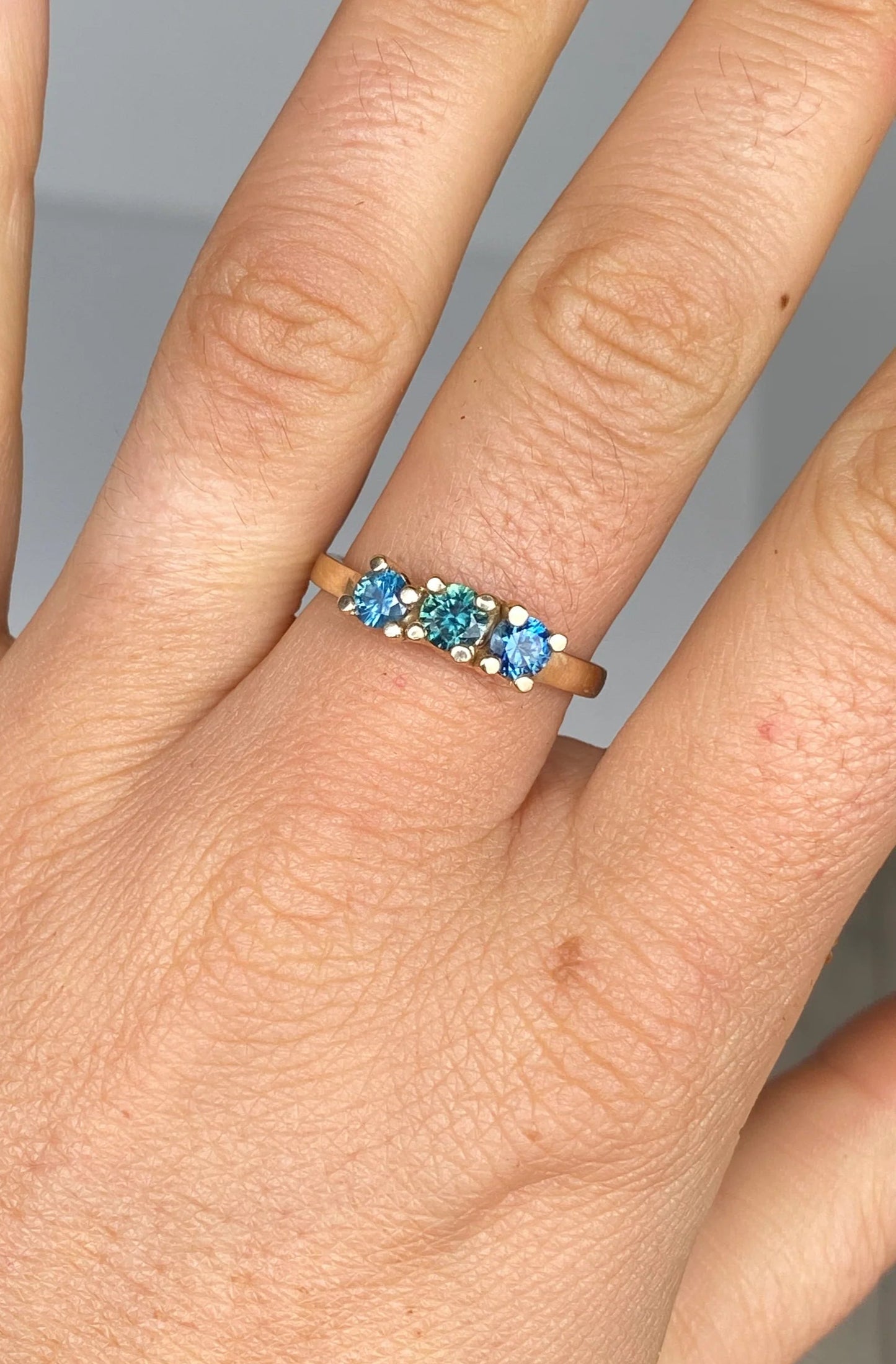 Teal Sapphires & 9ct Yellow Gold