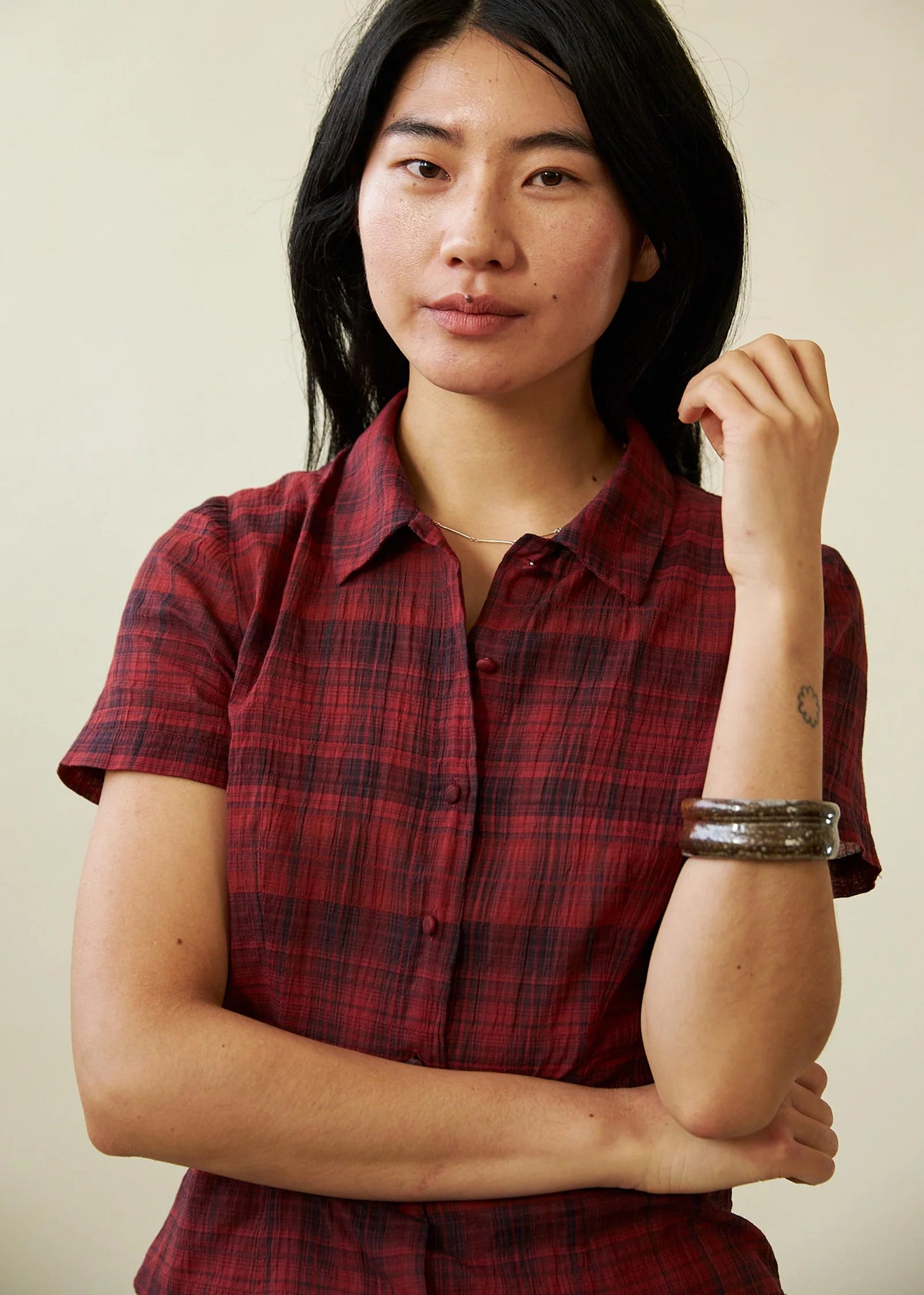 Evie Shirt in Dahlia Tartan