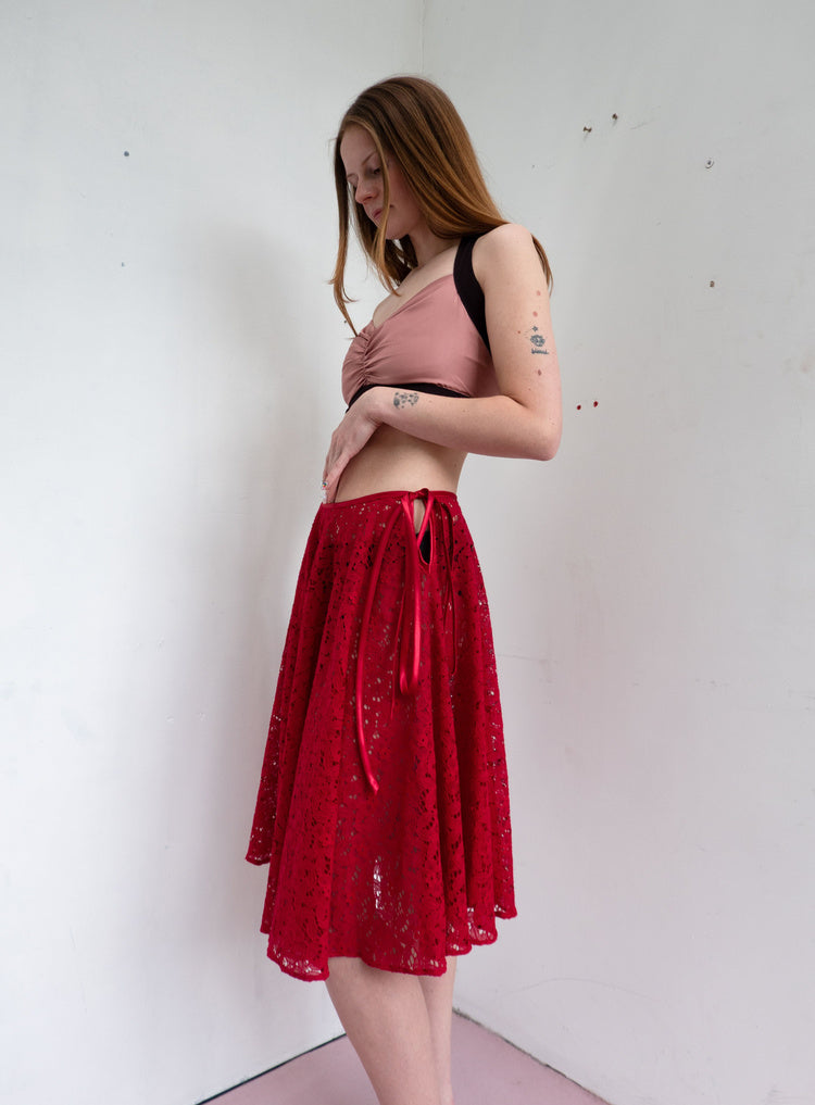 Odette Skirt in Scarlet Lace