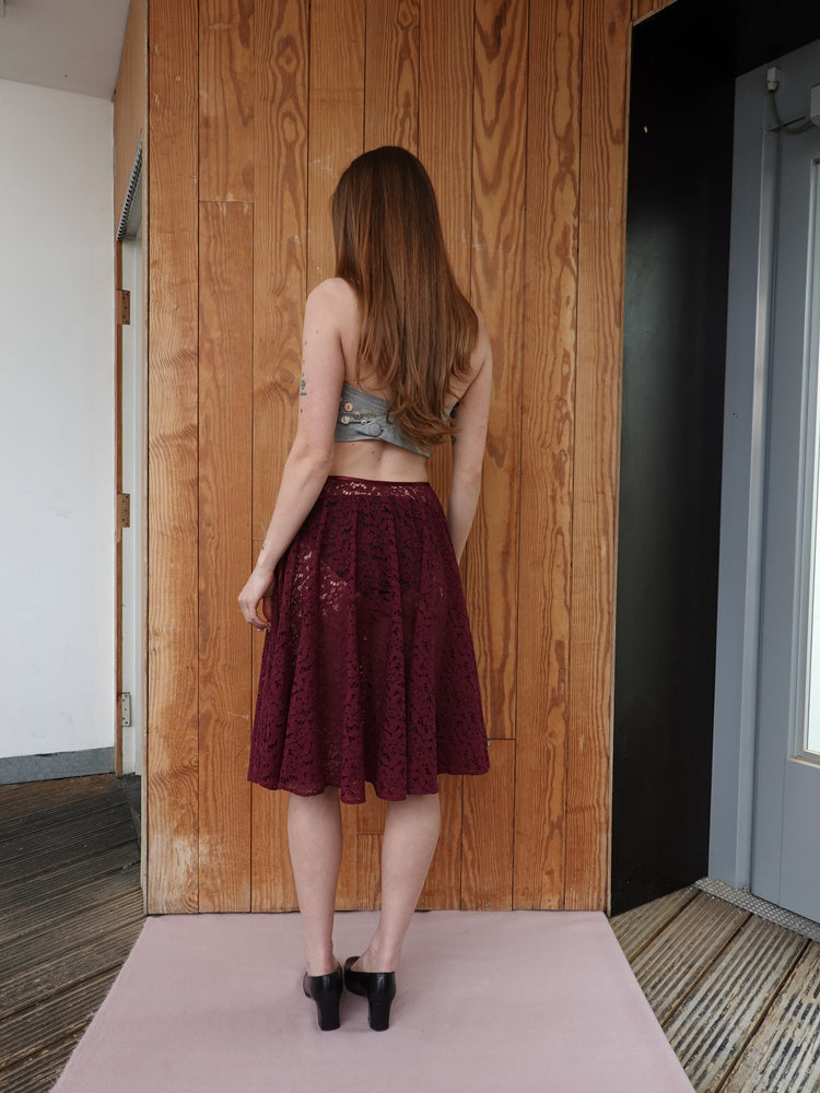 Odette Skirt in Burgundy Lace