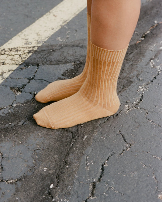 Rib Ankle Socks in Burnt Yellow