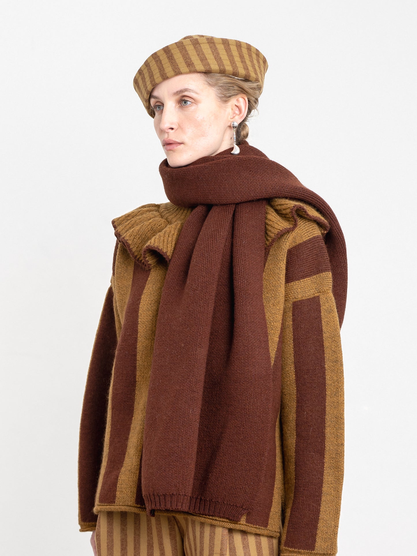 British Merino Wool Scarf in Bordeaux