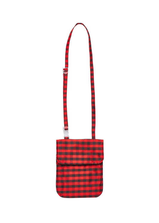 Travel Sling in Gingham, Red and Brown