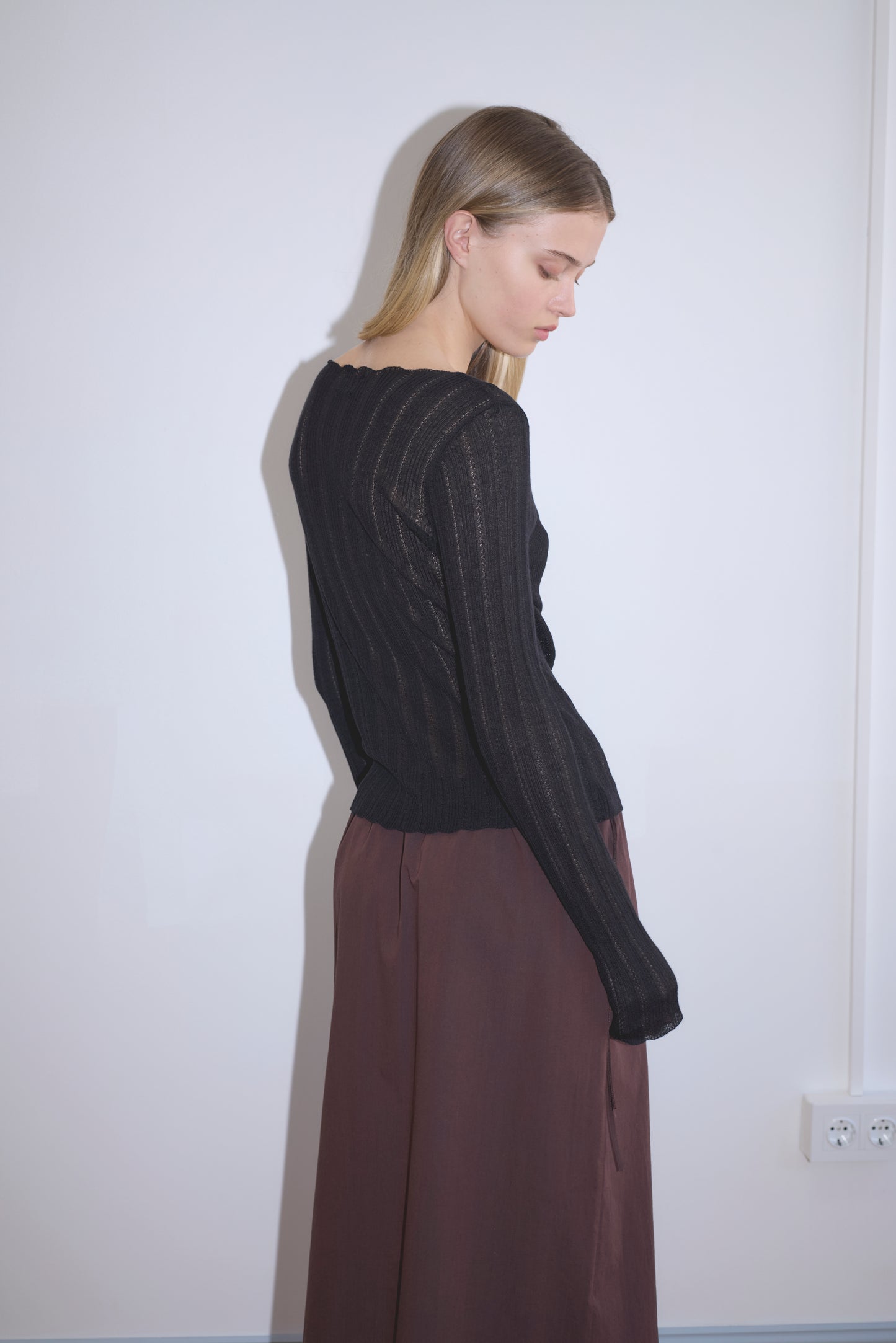 Open Work Longsleeve in Black