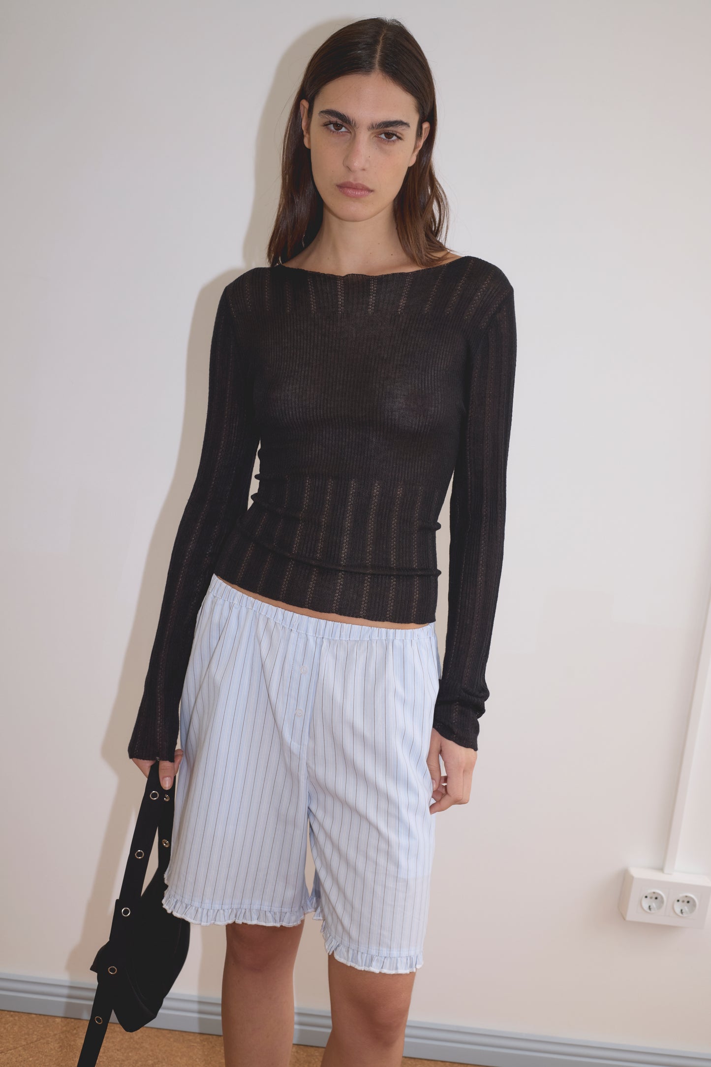 Open Work Longsleeve in Black