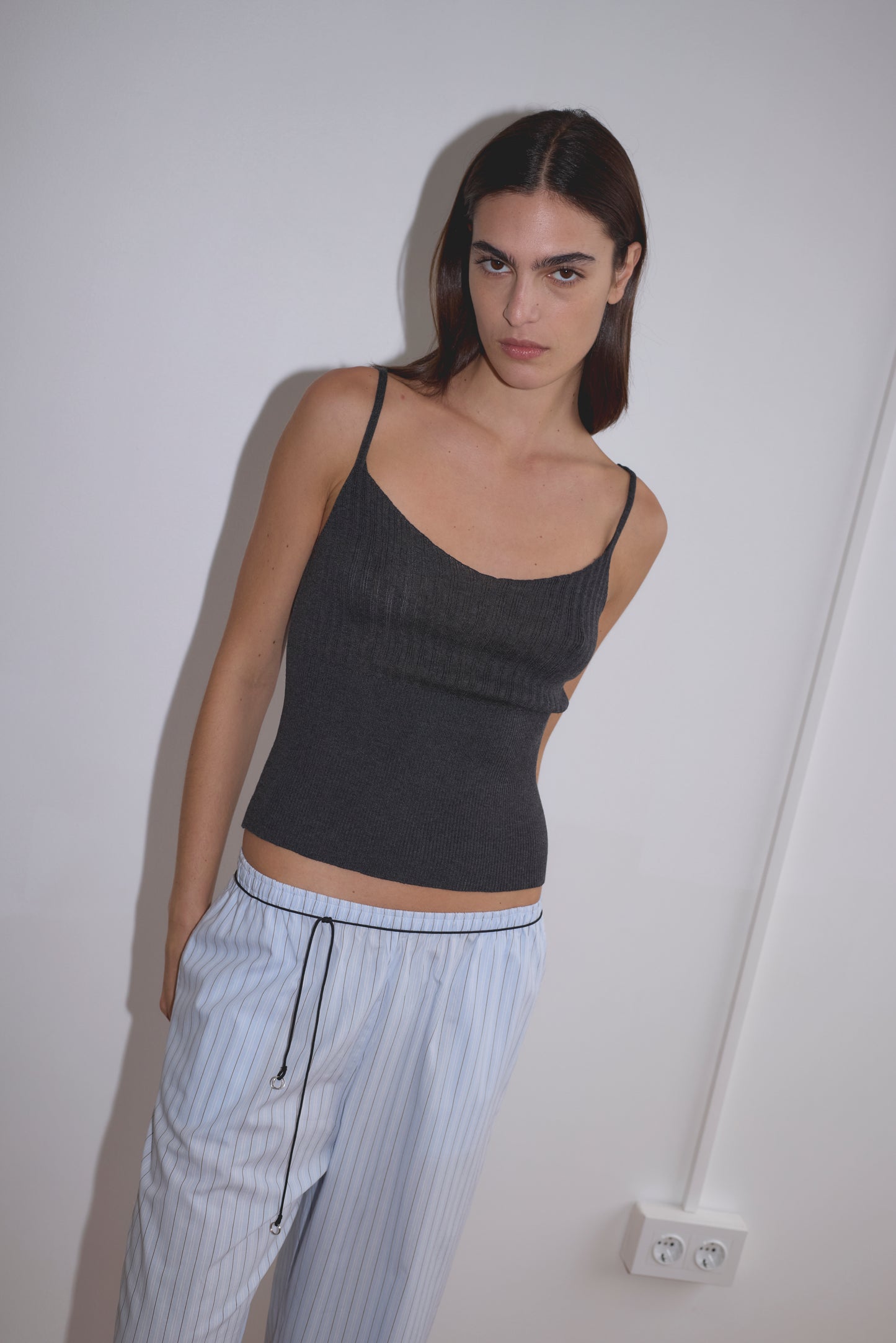 Ribbed Tank in Dark Charcoal