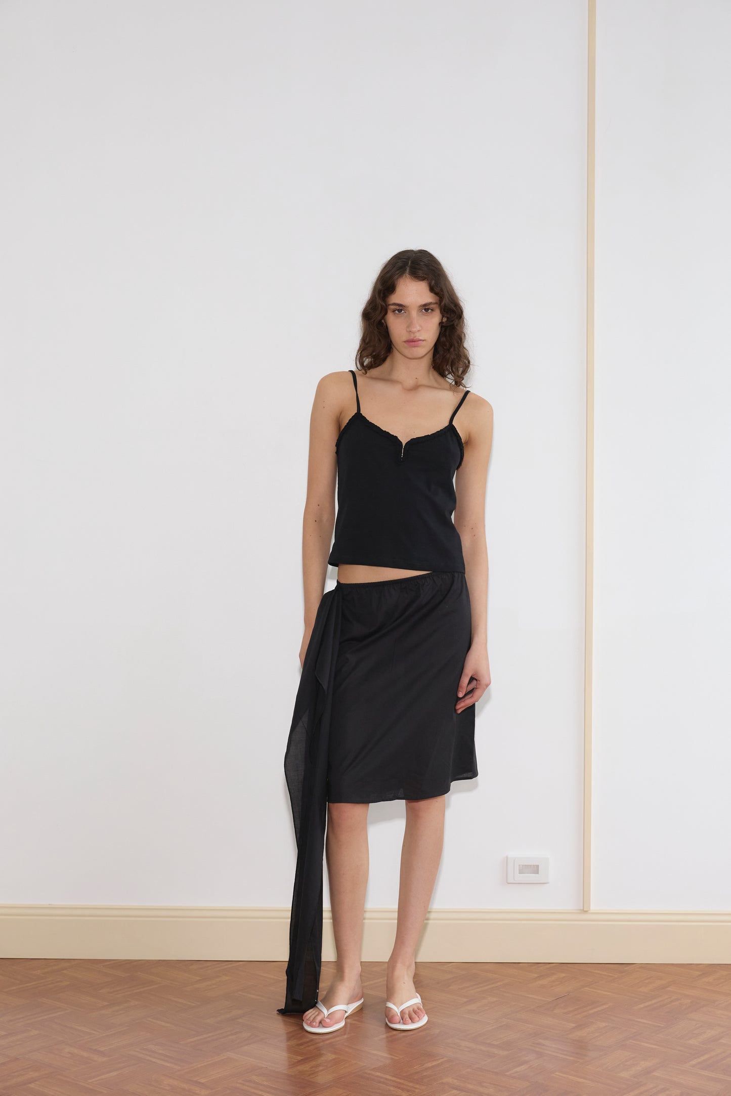 Scarf Midi Skirt in Black