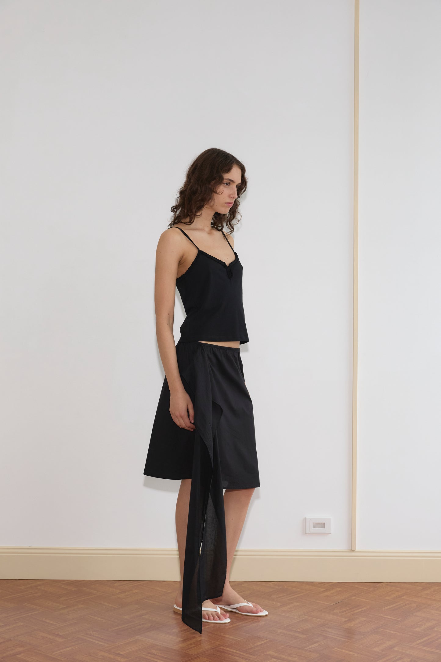 Scarf Midi Skirt in Black