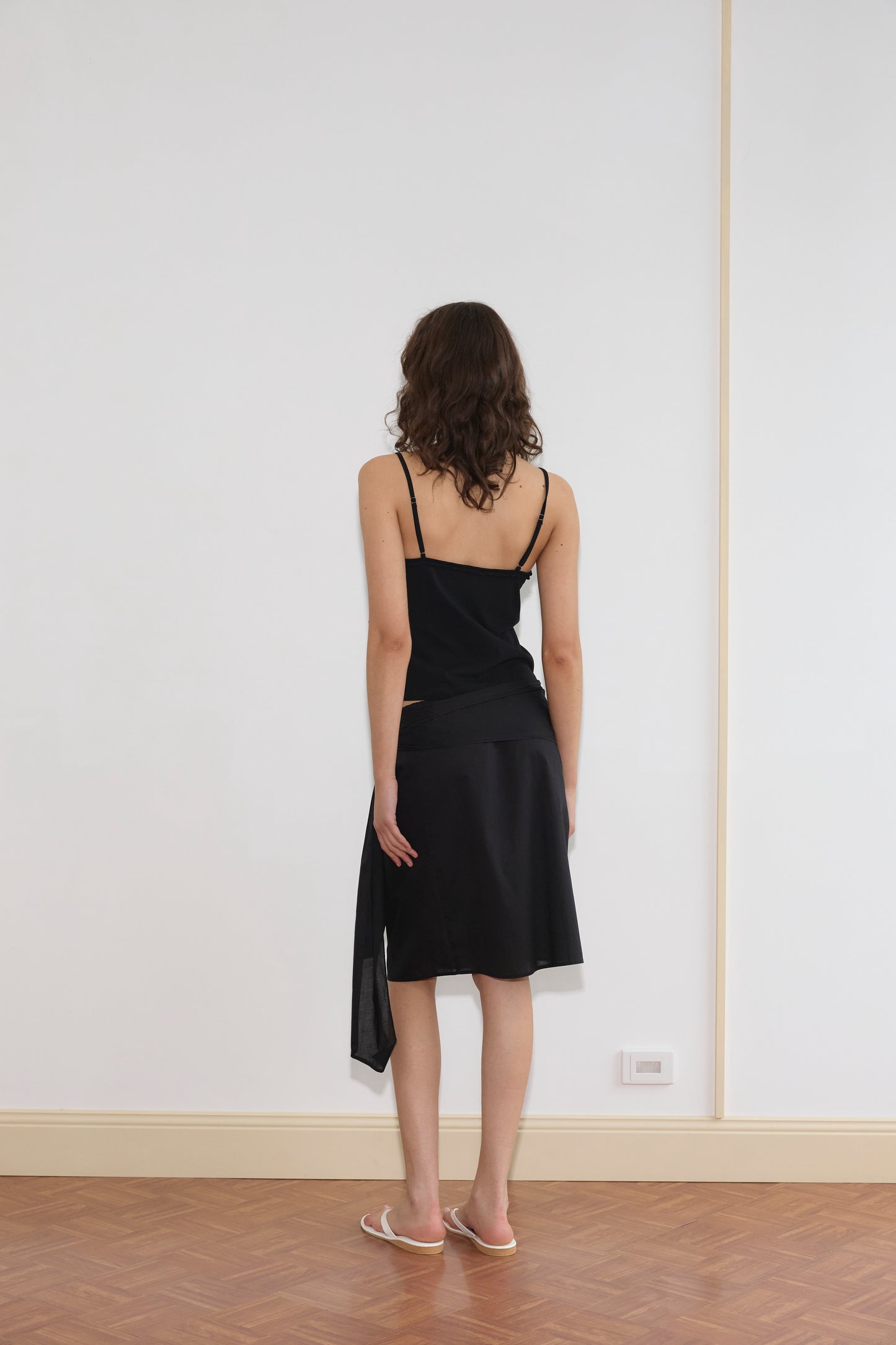Scarf Midi Skirt in Black