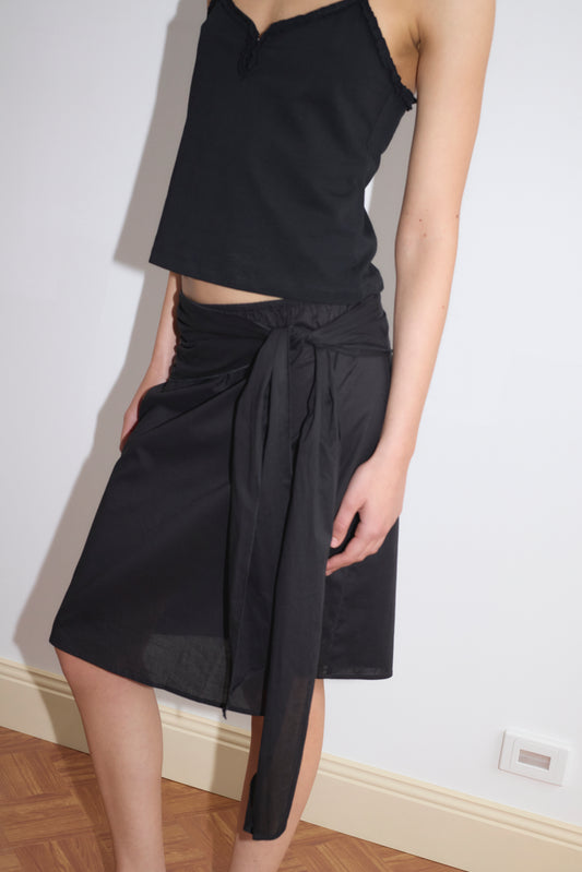 Scarf Midi Skirt in Black