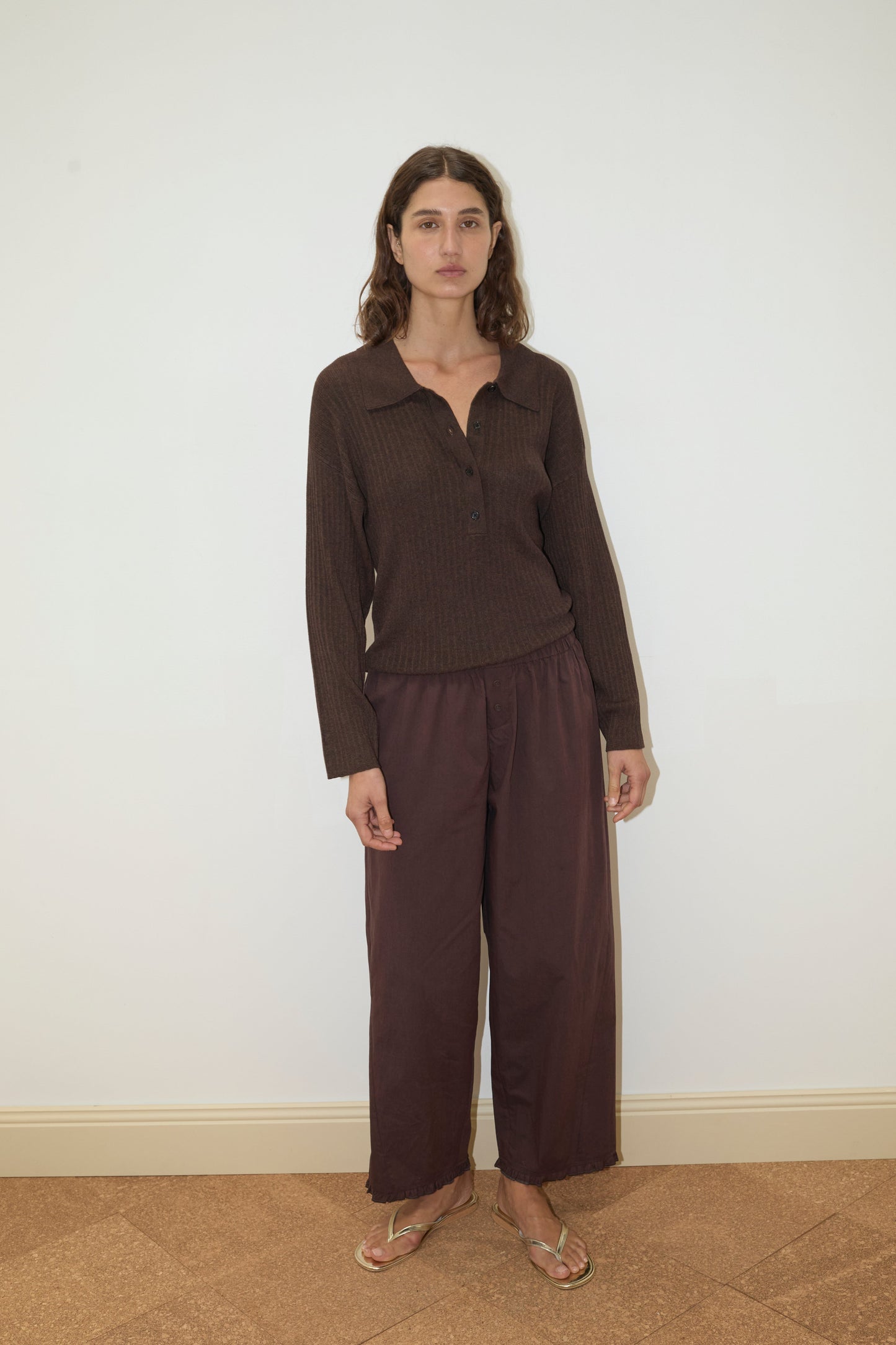 Polo Knit in Dark Almond