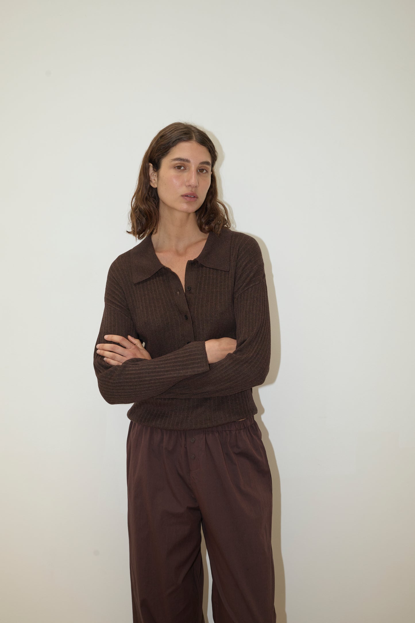 Polo Knit in Dark Almond